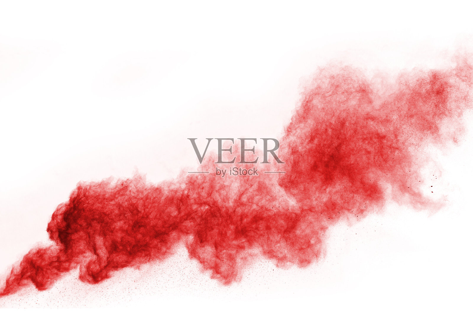 冻结运动红色粉末爆炸，孤立在白色背景。红尘云的抽象设计。粒子爆炸屏幕保护程序，壁纸照片摄影图片