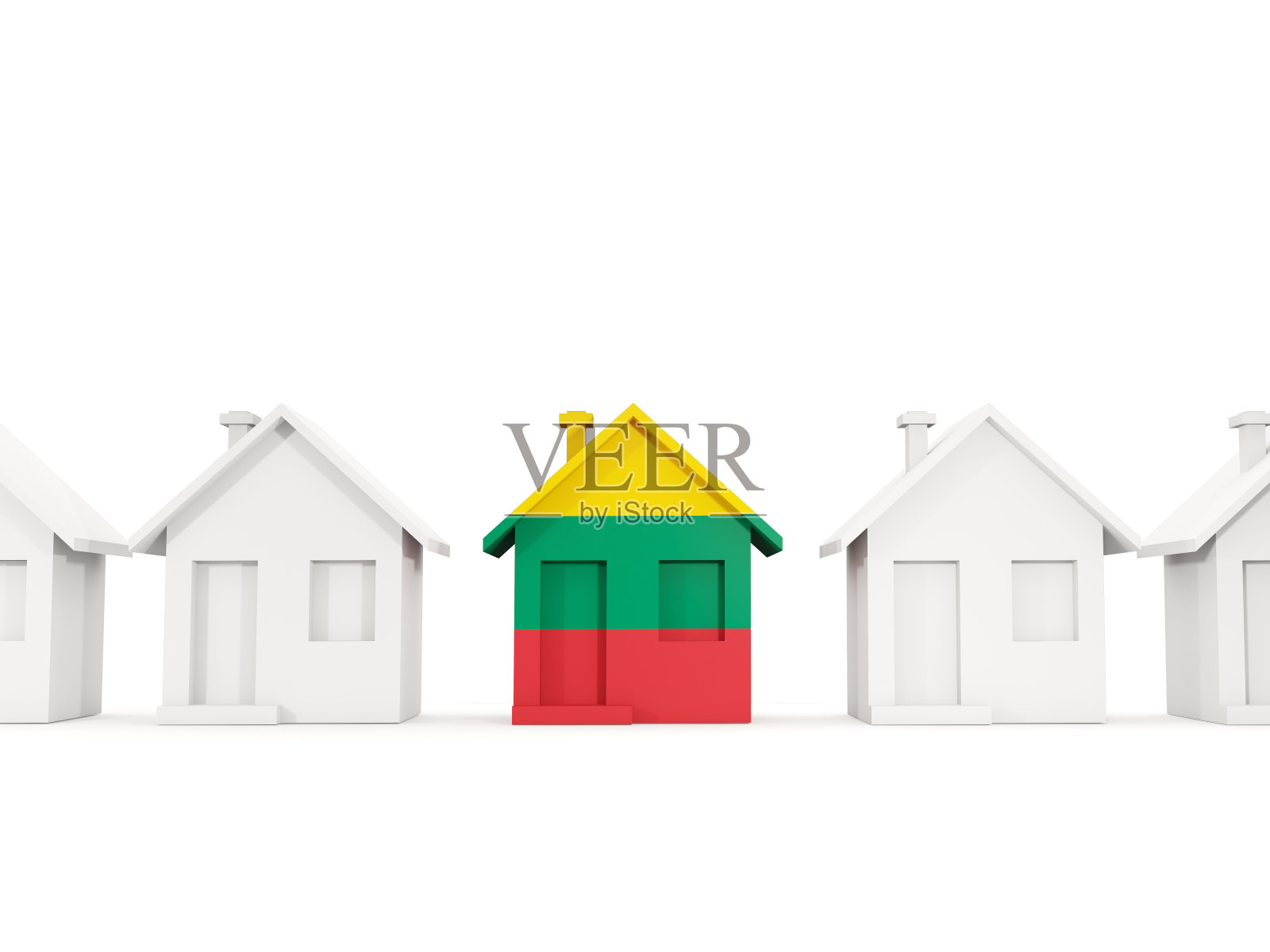 带有立陶宛国旗的房子照片摄影图片