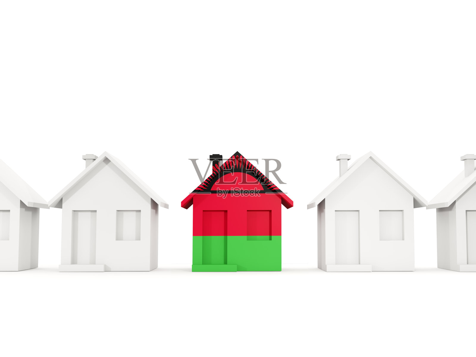 有马拉维国旗的房子照片摄影图片