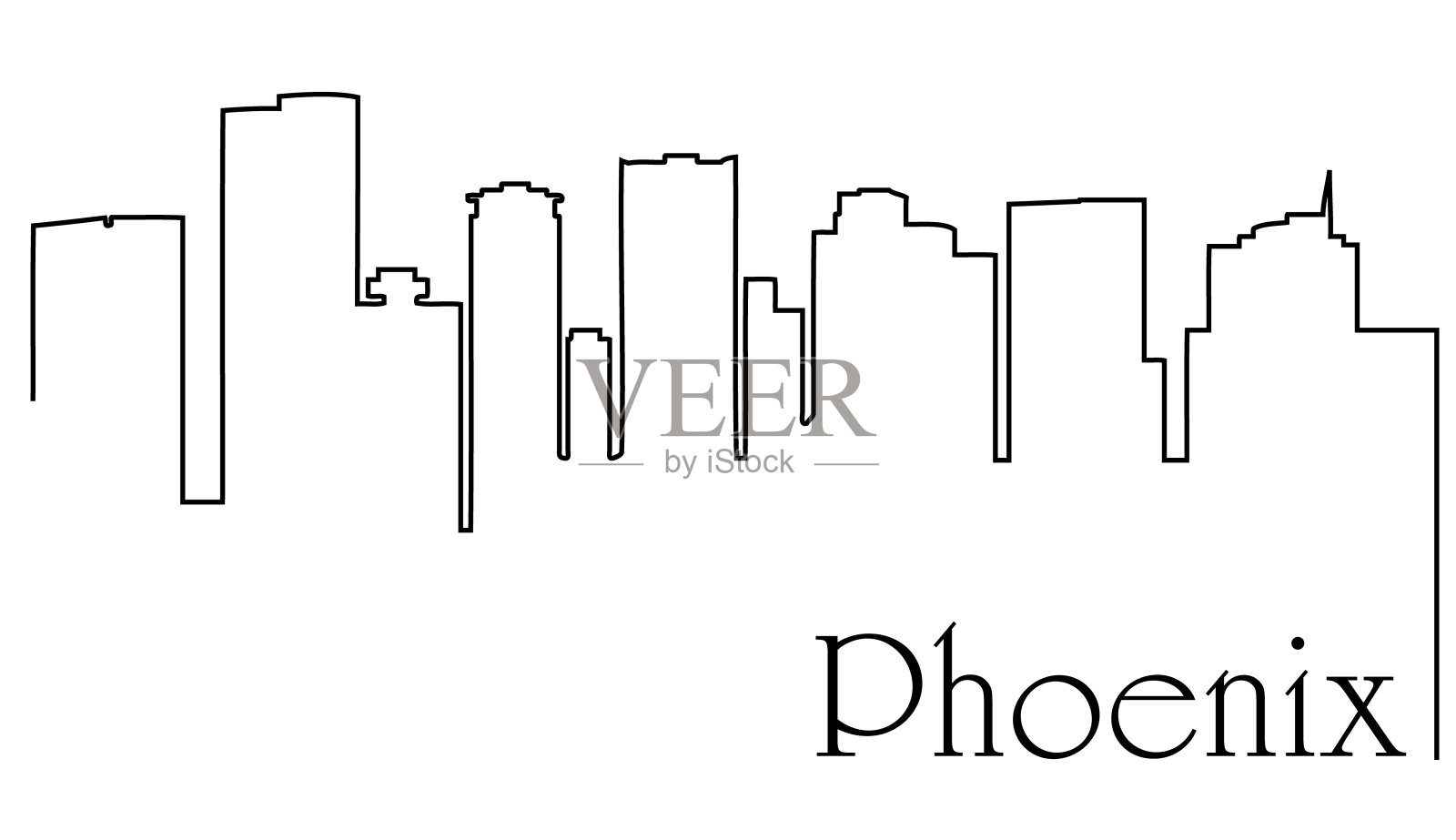 ł凤凰城用线条画抽象的背景与城市景观插画图片素材