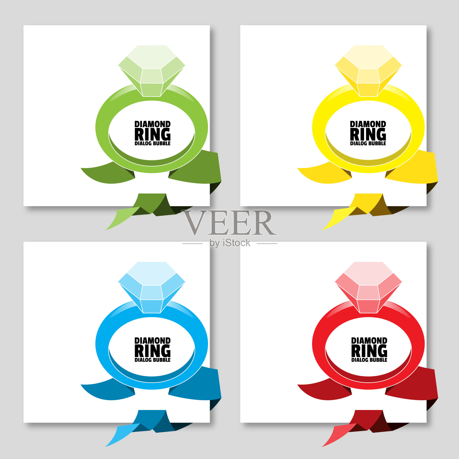 钻石戒指，折纸语言泡泡。折纸对话横幅您的消息。特别优惠价。折扣标签，徽章，徽章。网络贴纸。价格标签模板的目录与空间的文本插画图片素材