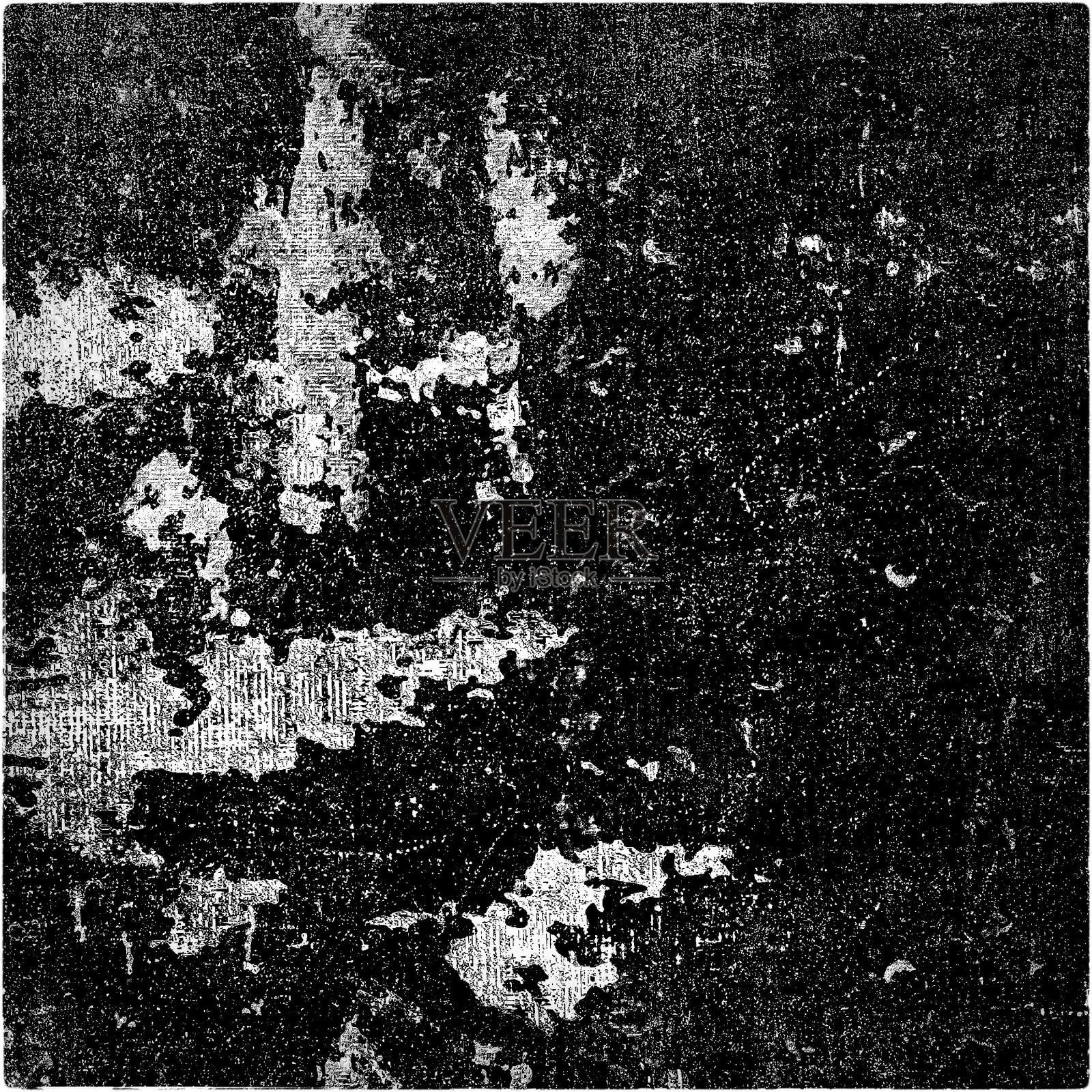 垃圾摇滚是黑白的。单色的背景。划痕，碎屑，污垢的纹理照片摄影图片