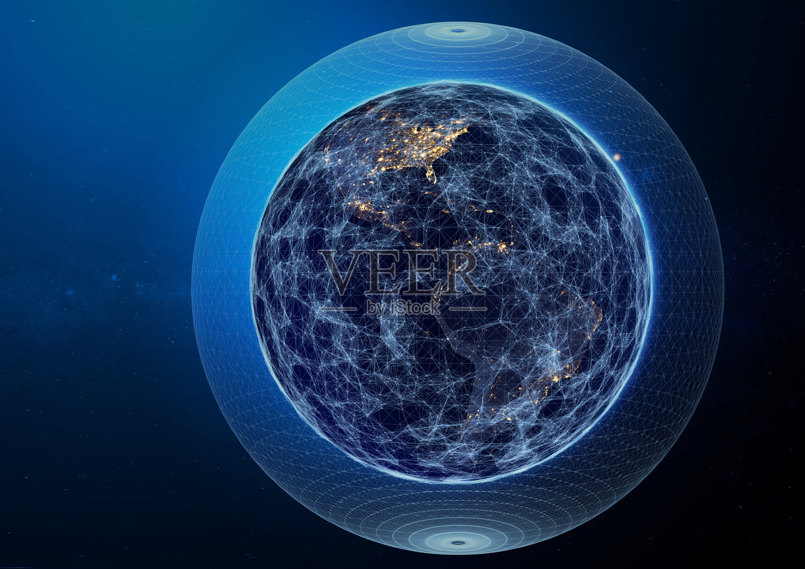 全球网络概念，太阳升起地球照片摄影图片