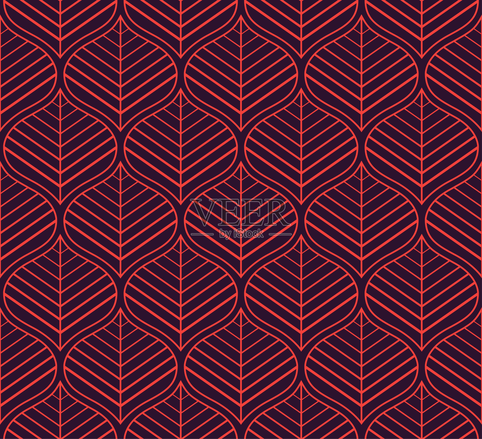 几何叶矢量无缝模式。抽象向量纹理。叶的背景。插画图片素材