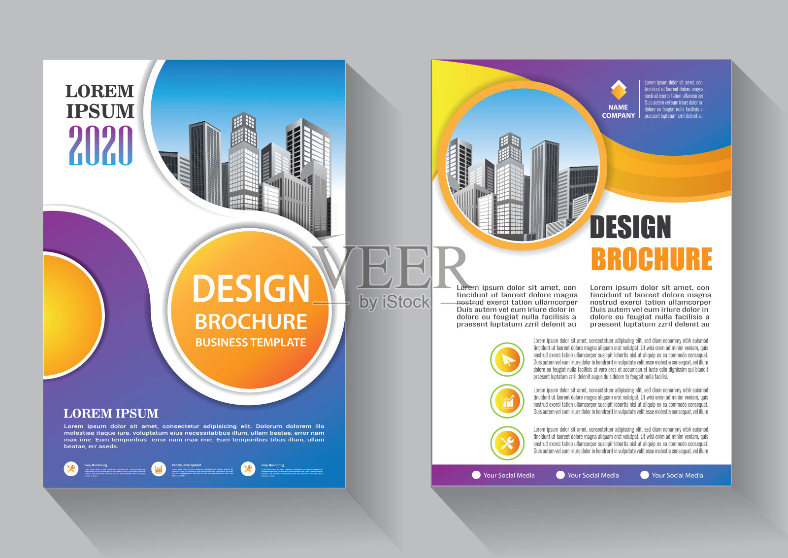 业务抽象向量模板。宣传册设计，封面现代布局，年度报告，海报，传单在A4彩色三角形，几何形状的技术，科学，市场与光背景插画图片素材