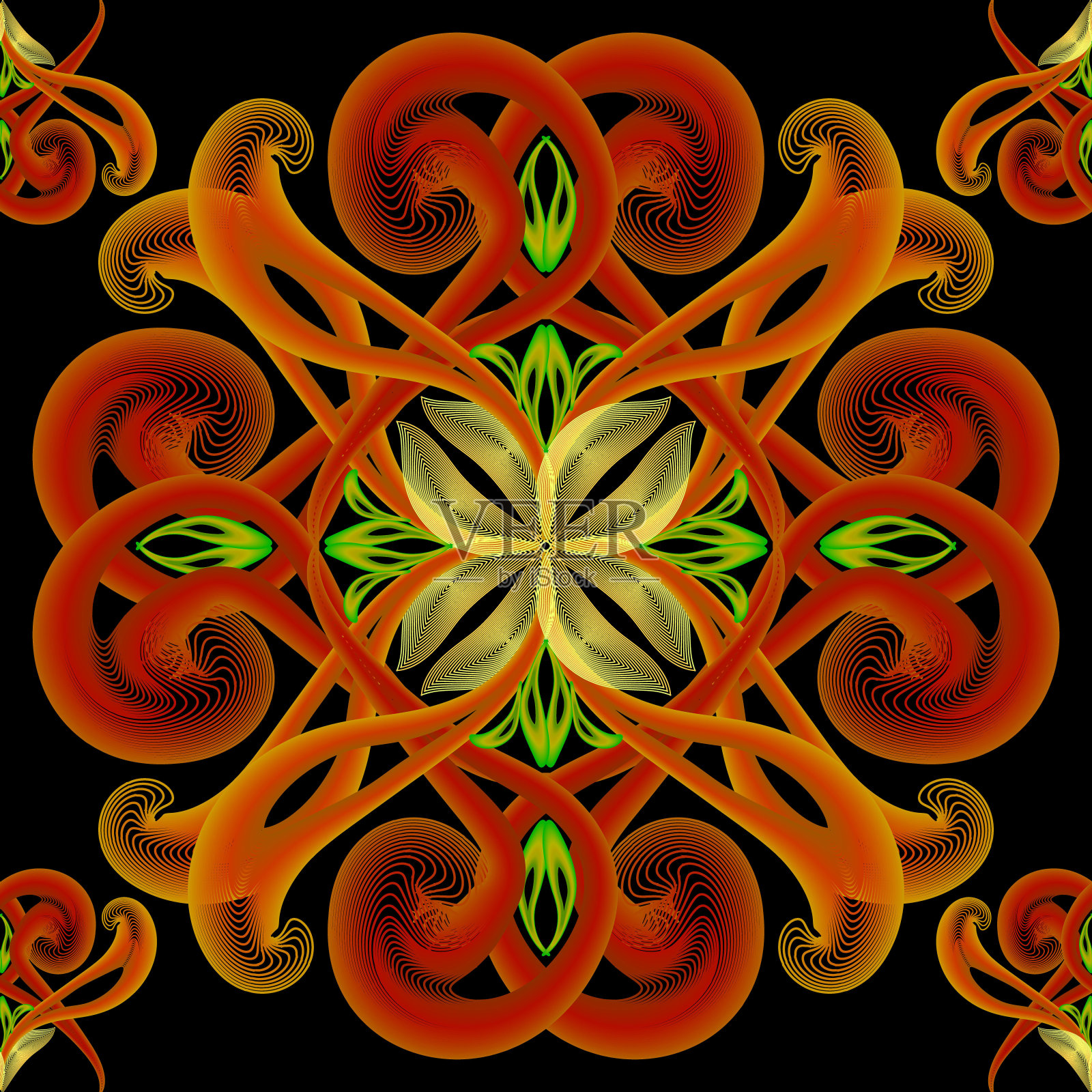 纹理现代彩色照明矢量无缝模式。花霓虹花背景。手绘复古模糊发光的装饰品。装饰典雅的设计。重复抽象华丽的背景插画图片素材