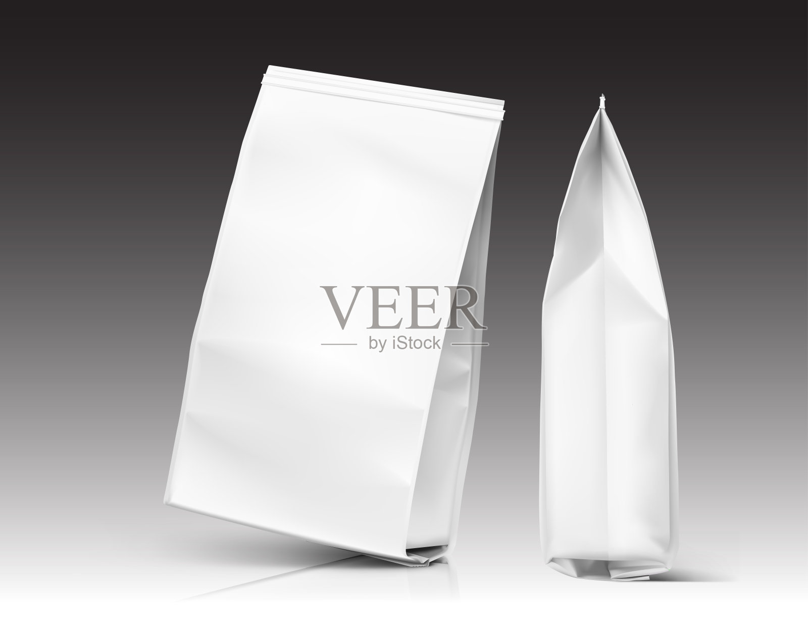 食物袋模型。正面和侧视图。插画图片素材