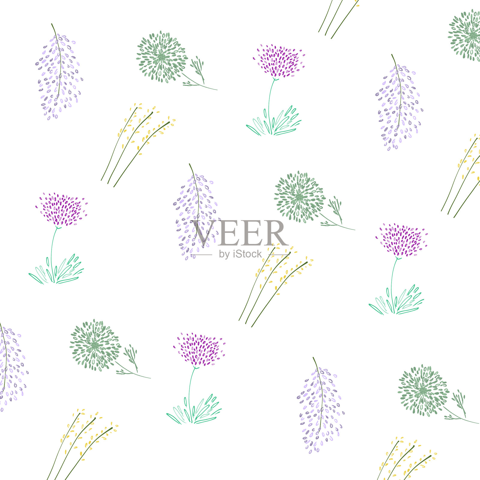 彩色花卉图案设计矢量插图，色彩柔和插画图片素材