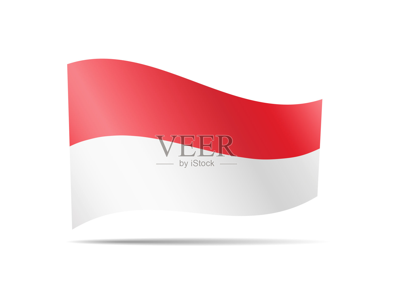 在风中挥舞着印度尼西亚的旗帜。旗帜上的白色矢量插图插画图片素材