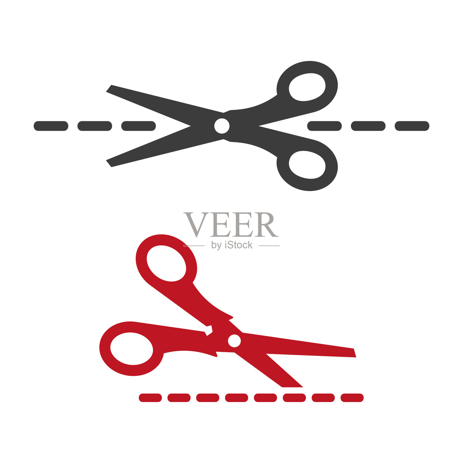 白色背景上孤立的剪线剪刀插画图片素材