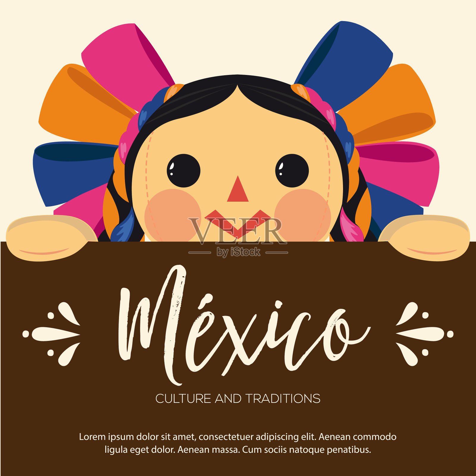 墨西哥传统玩偶玛丽亚插画图片素材