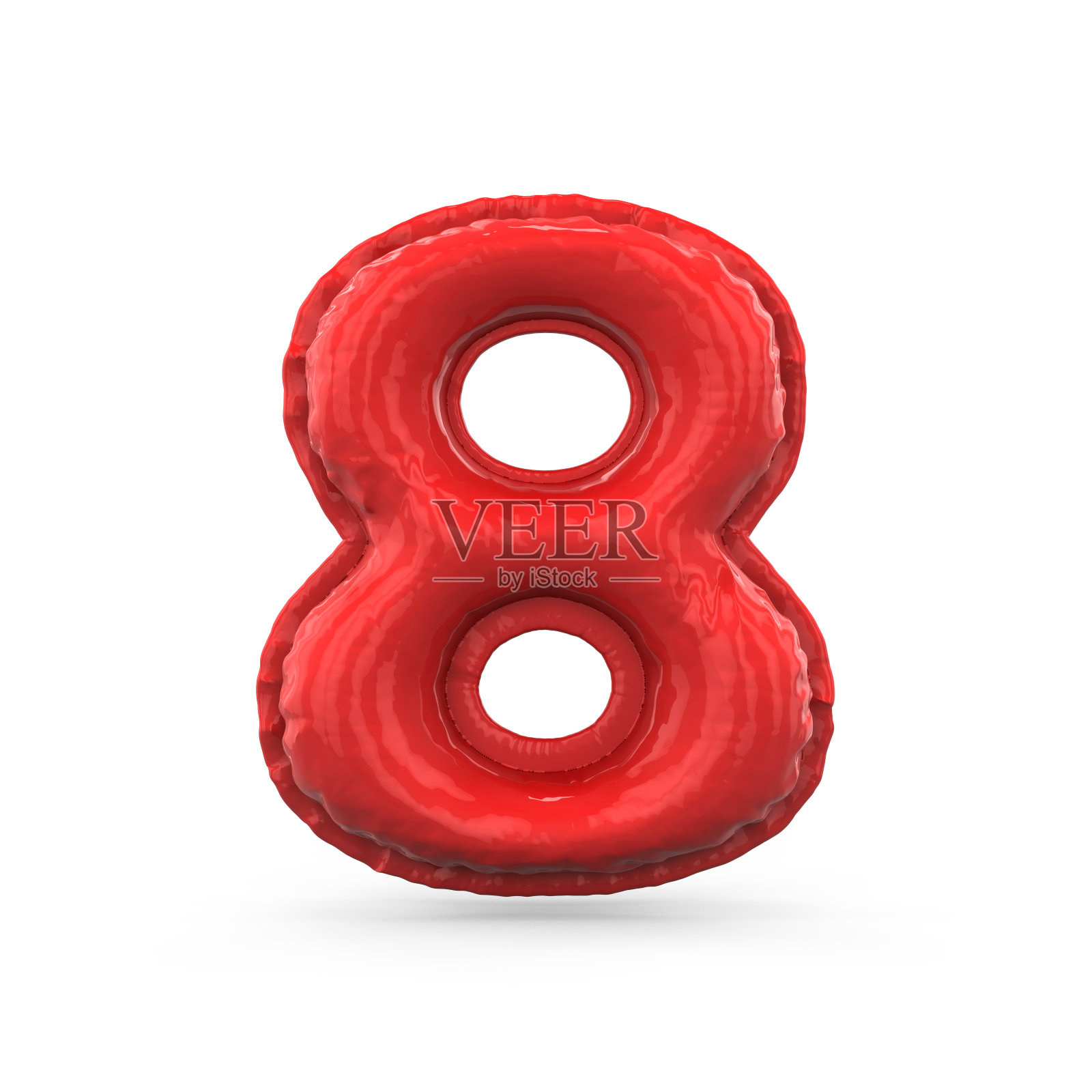 红数字8由充气气球制成。3 d照片摄影图片