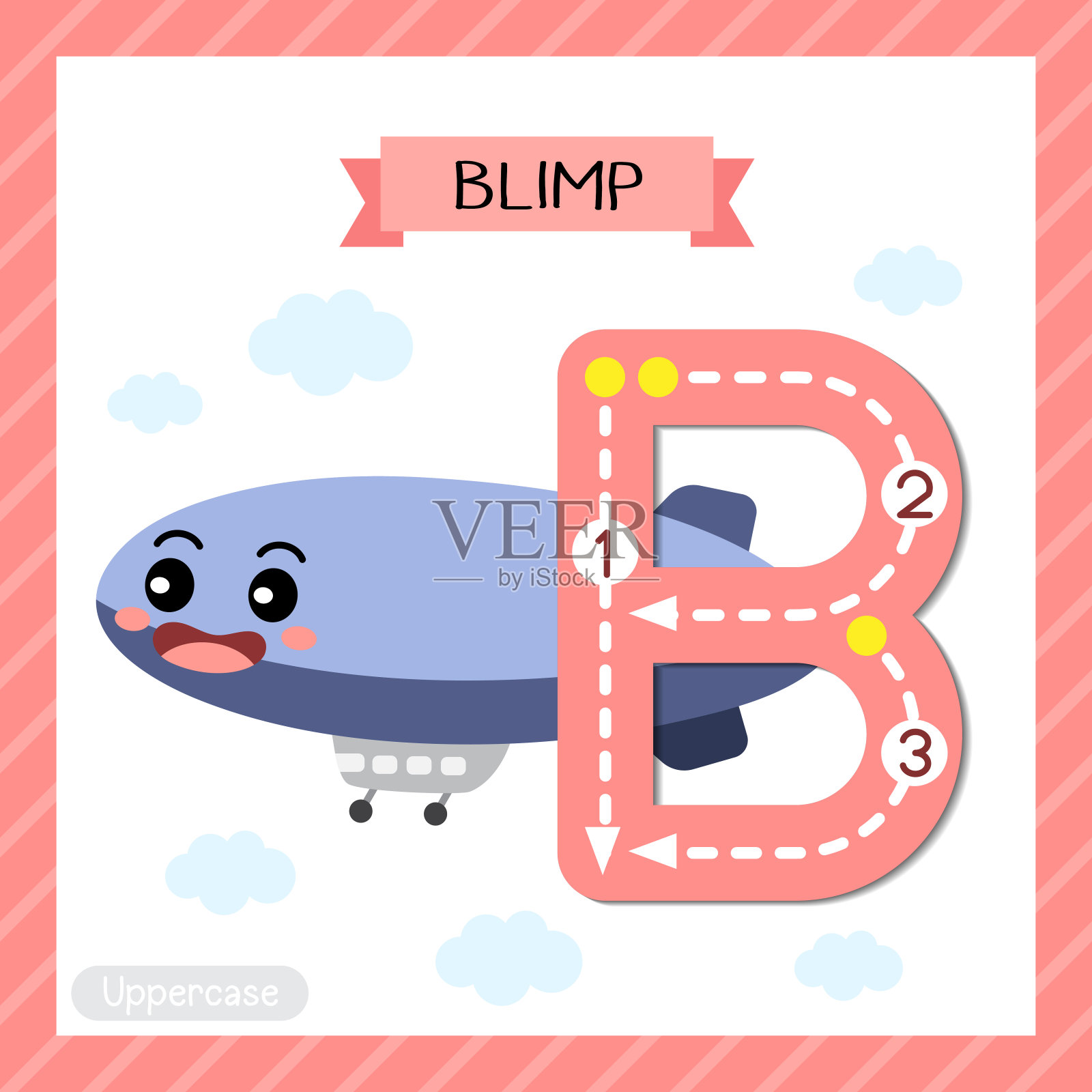 大写字母B追踪。软式小型飞船插画图片素材