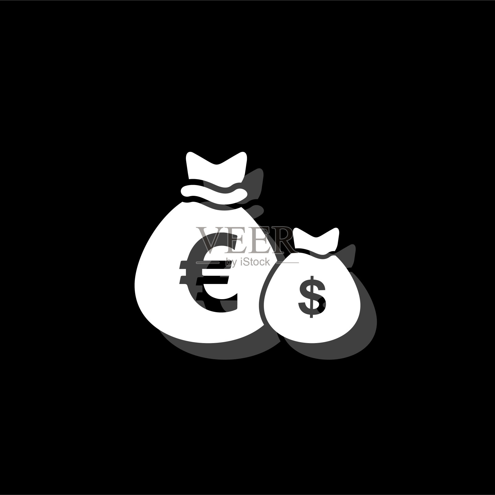 钱袋与货币符号图标平插画图片素材