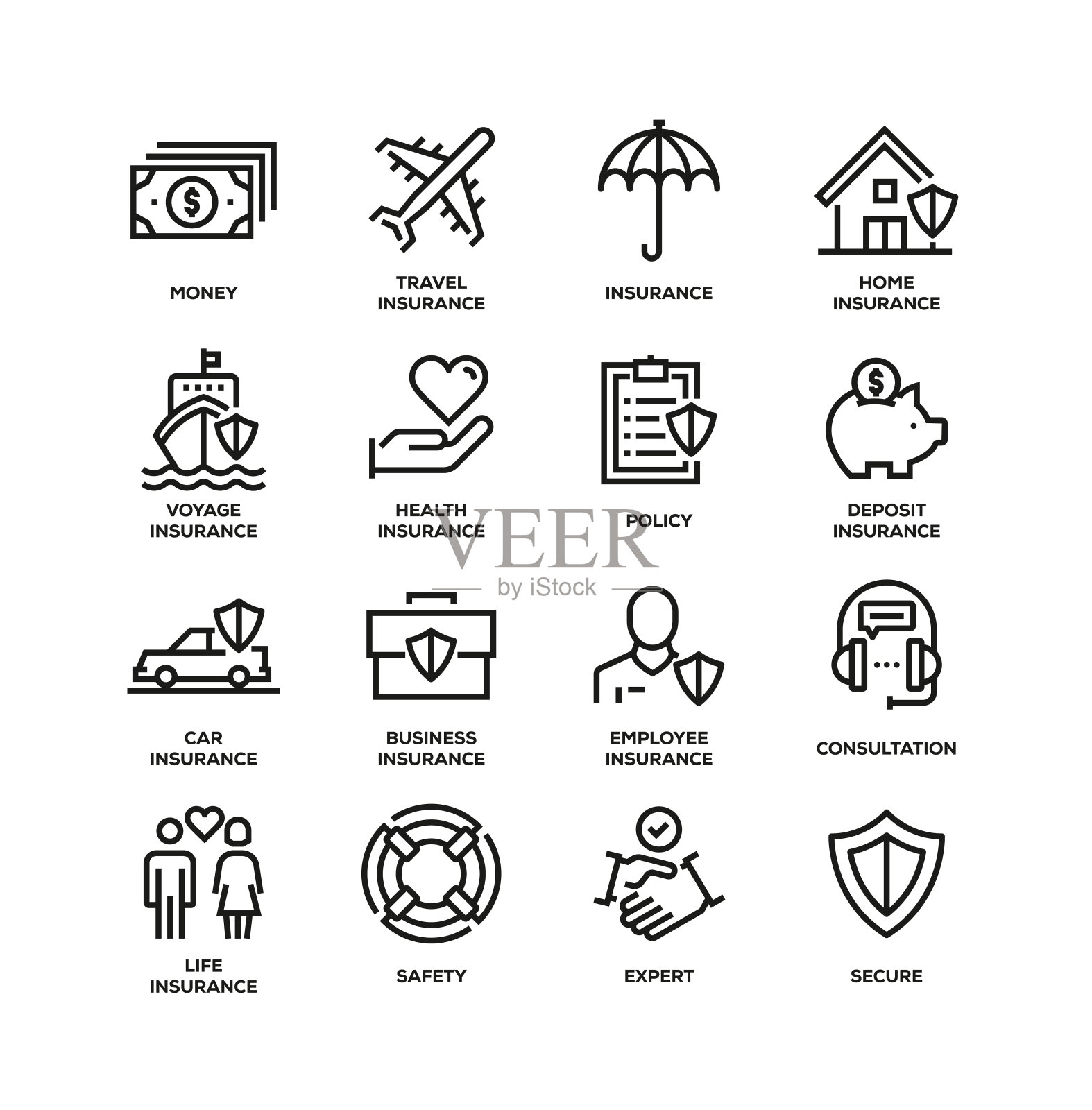 保险线图标集图标素材