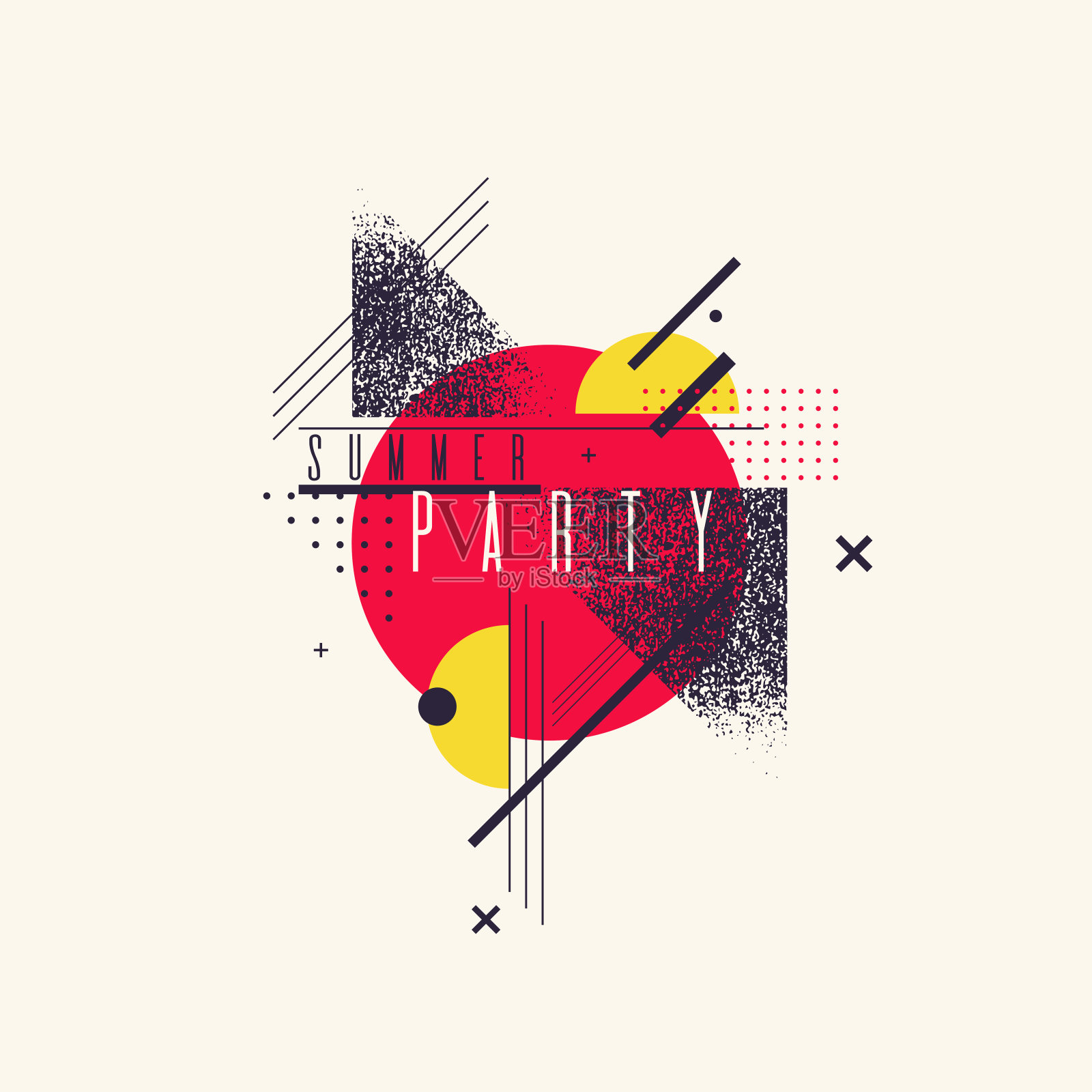 现代抽象几何背景与平面风格。向量聚会海报插画图片素材