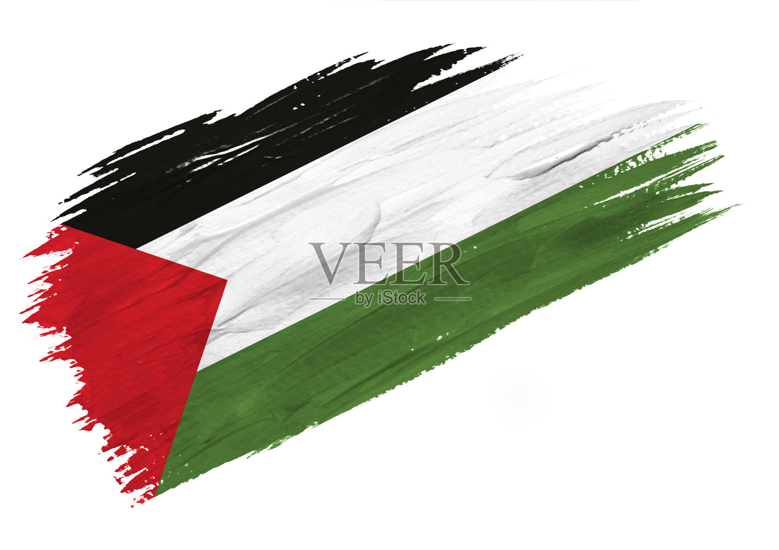 刷绘巴勒斯坦旗。手绘风格插图与垃圾摇滚效果照片摄影图片