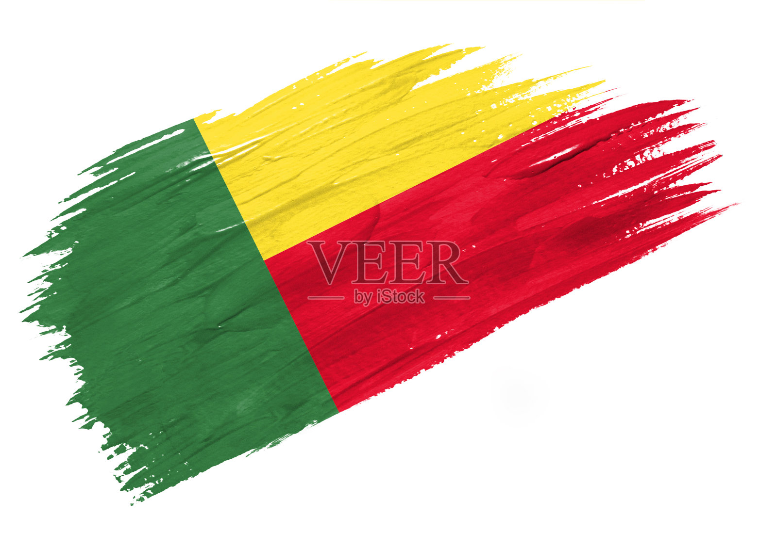 毛笔画贝宁旗。手绘风格插图与垃圾摇滚效果照片摄影图片