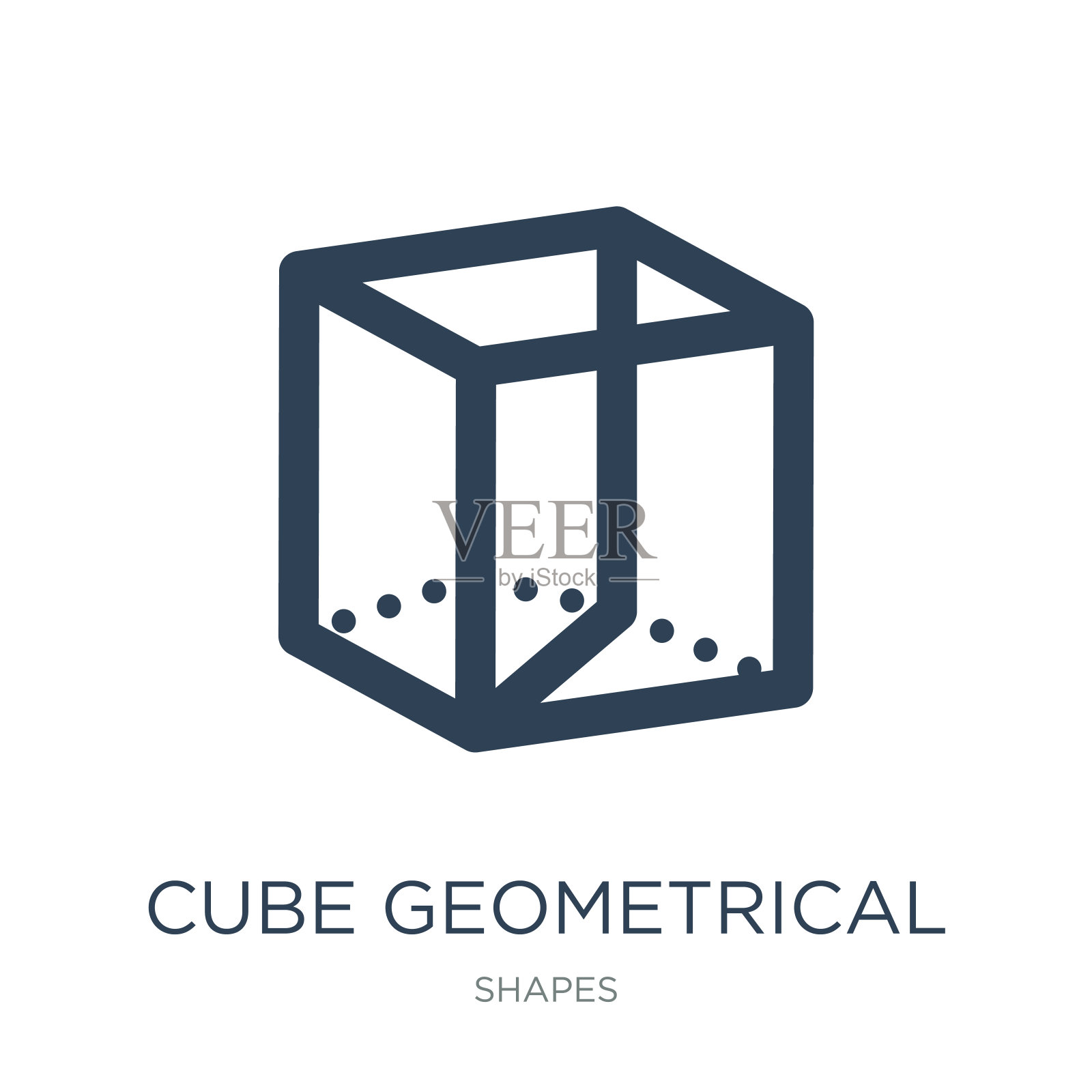 cube geometry icon vector on white background立方体几何矢量白色背景，立方体几何时尚填充图标从形状集合，立方体几何矢量插图插画图片素材
