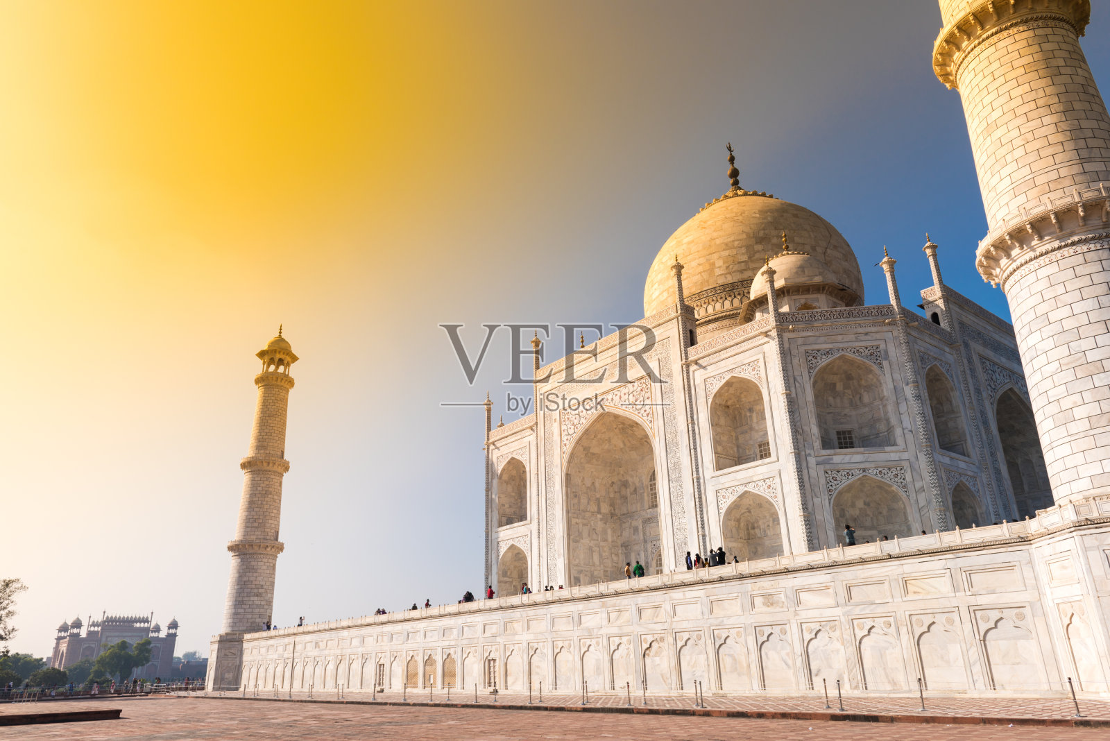金色夕阳下的泰姬陵照片摄影图片