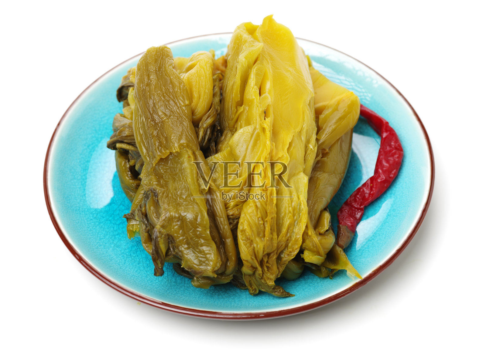 近距离酸菜在白色的背景照片摄影图片