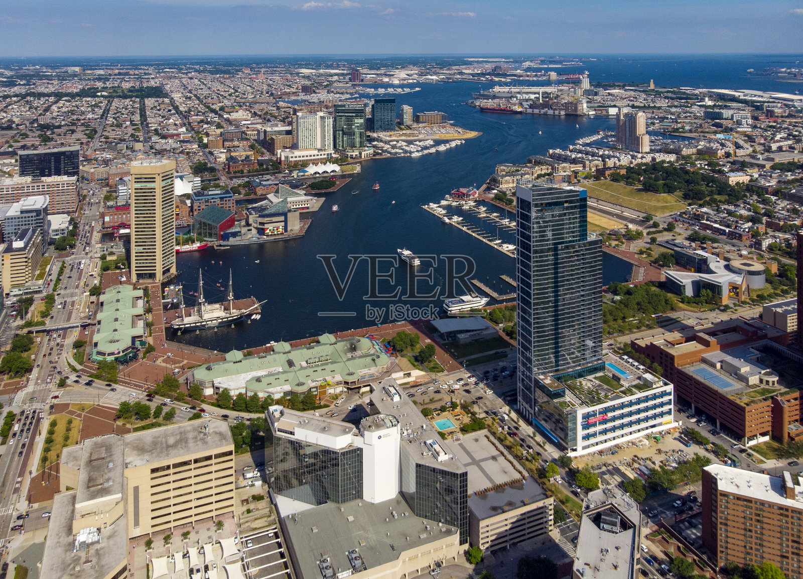 马里兰州巴尔的摩港天线照片摄影图片