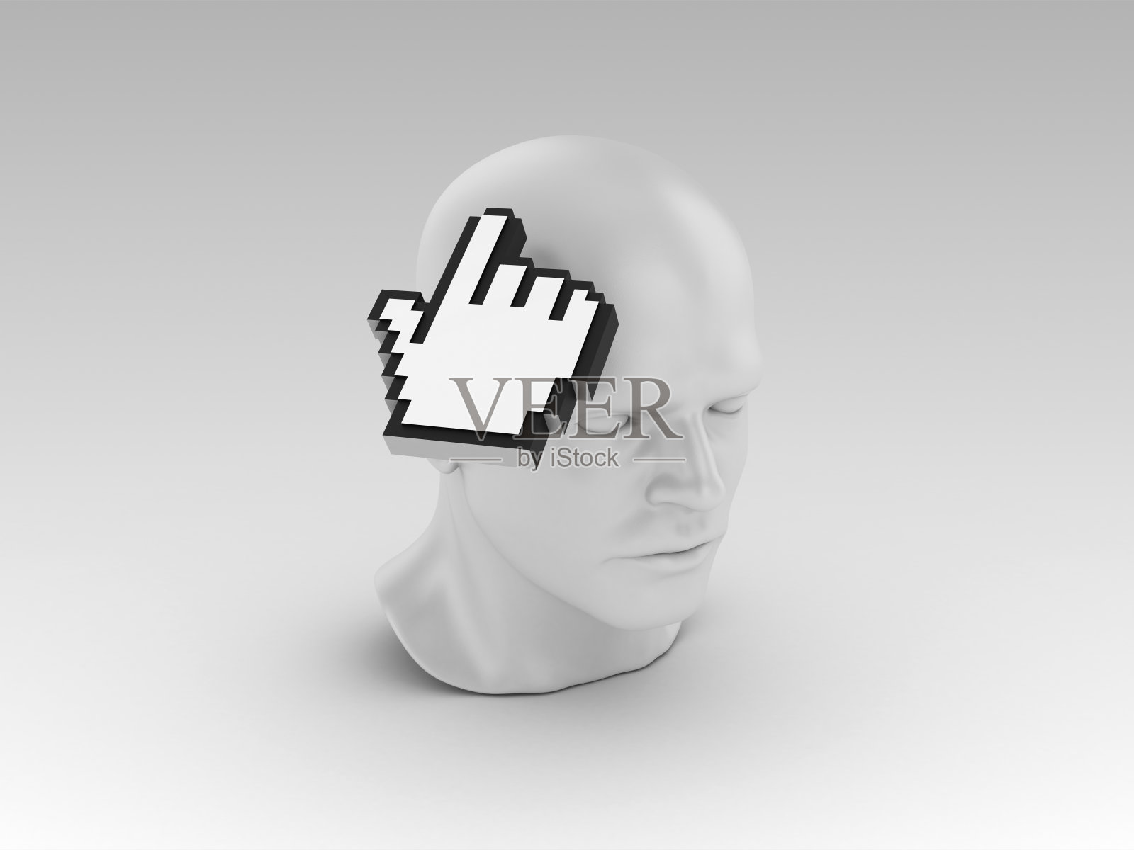 人的头与手光标- 3D渲染照片摄影图片