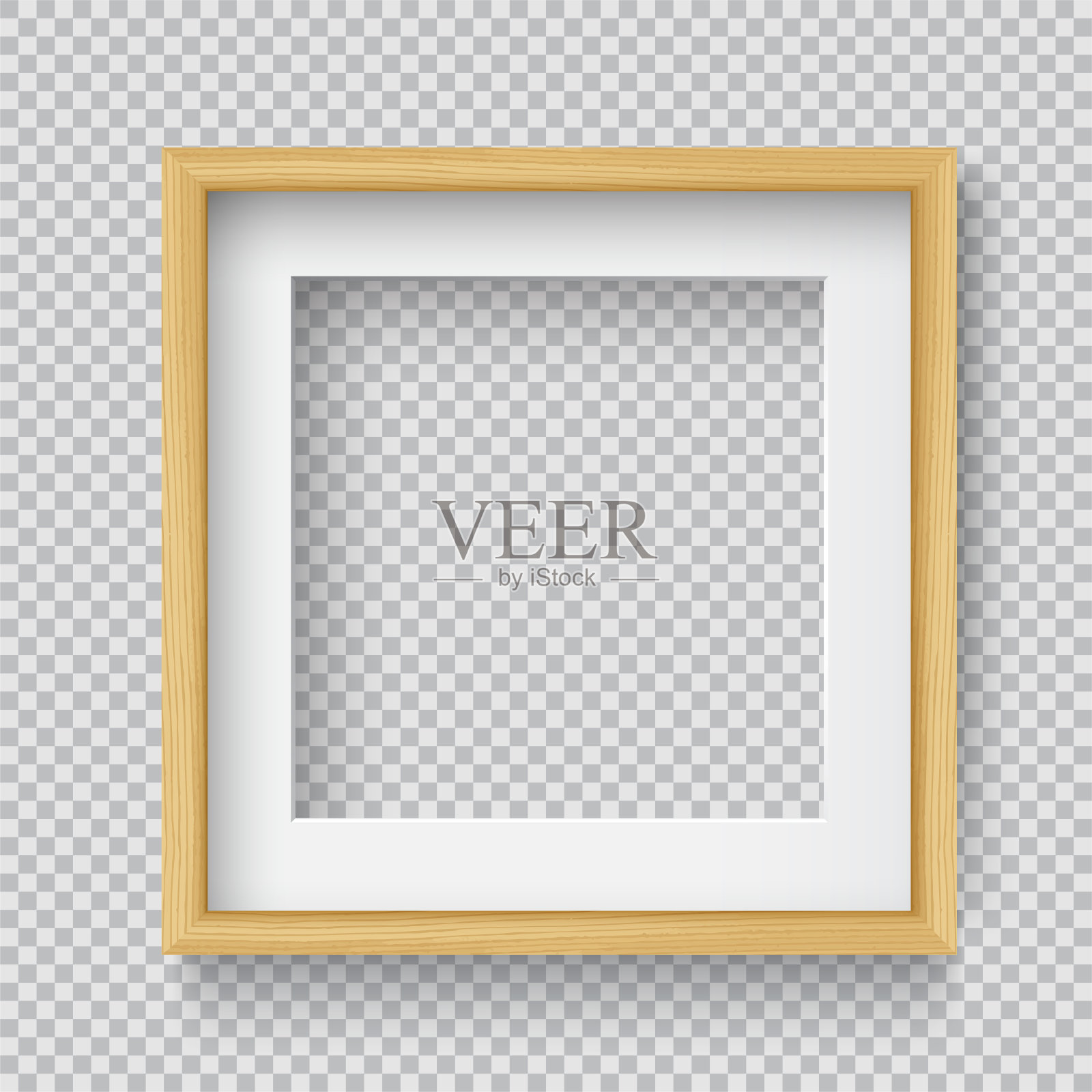 挂在墙上的方形木制空白相框照片设计元素图片