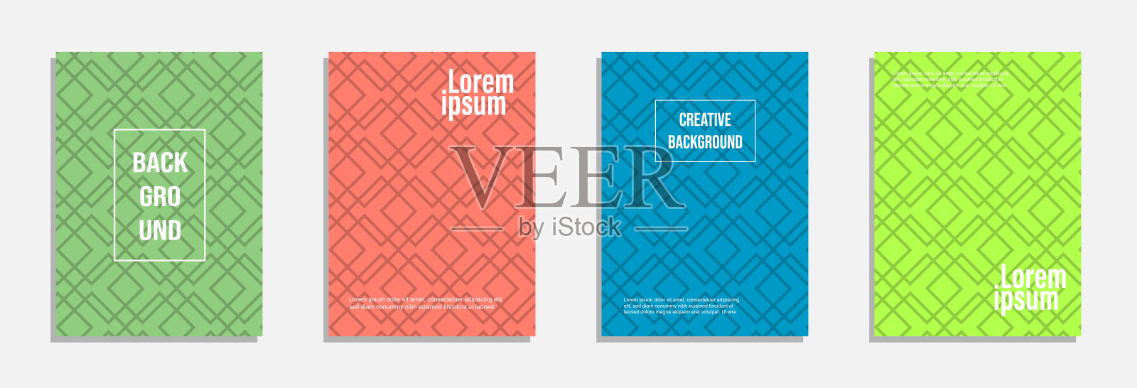 丰富多彩的现代封面设计。一套几何图案背景设计模板素材