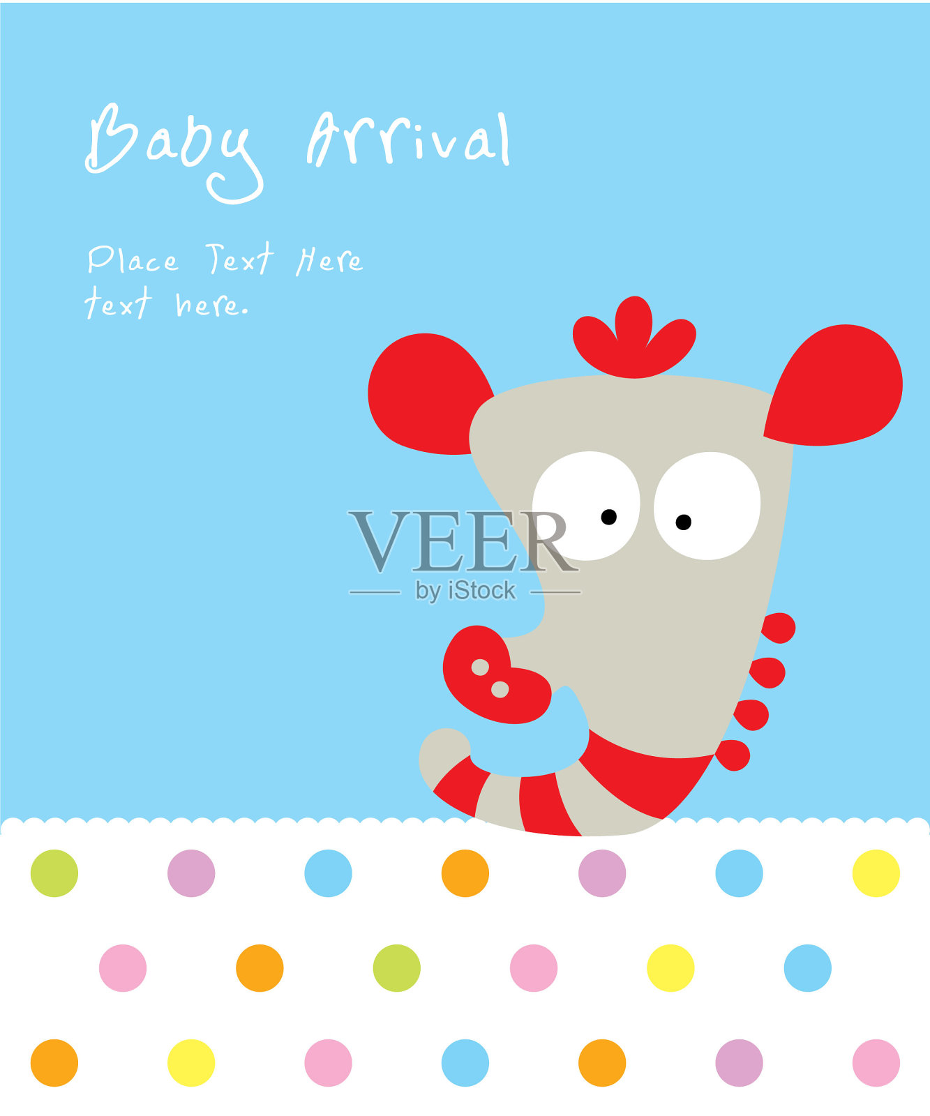 可爱的海马宝宝贺卡矢量插画图片素材