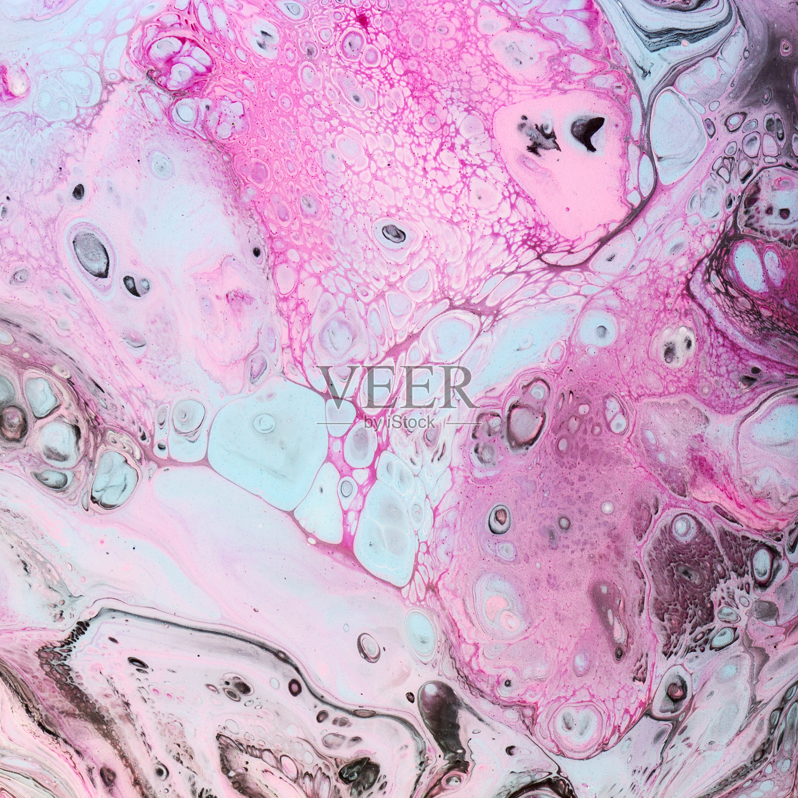 野生粉色和蓝色丙烯酸倒画插画图片素材