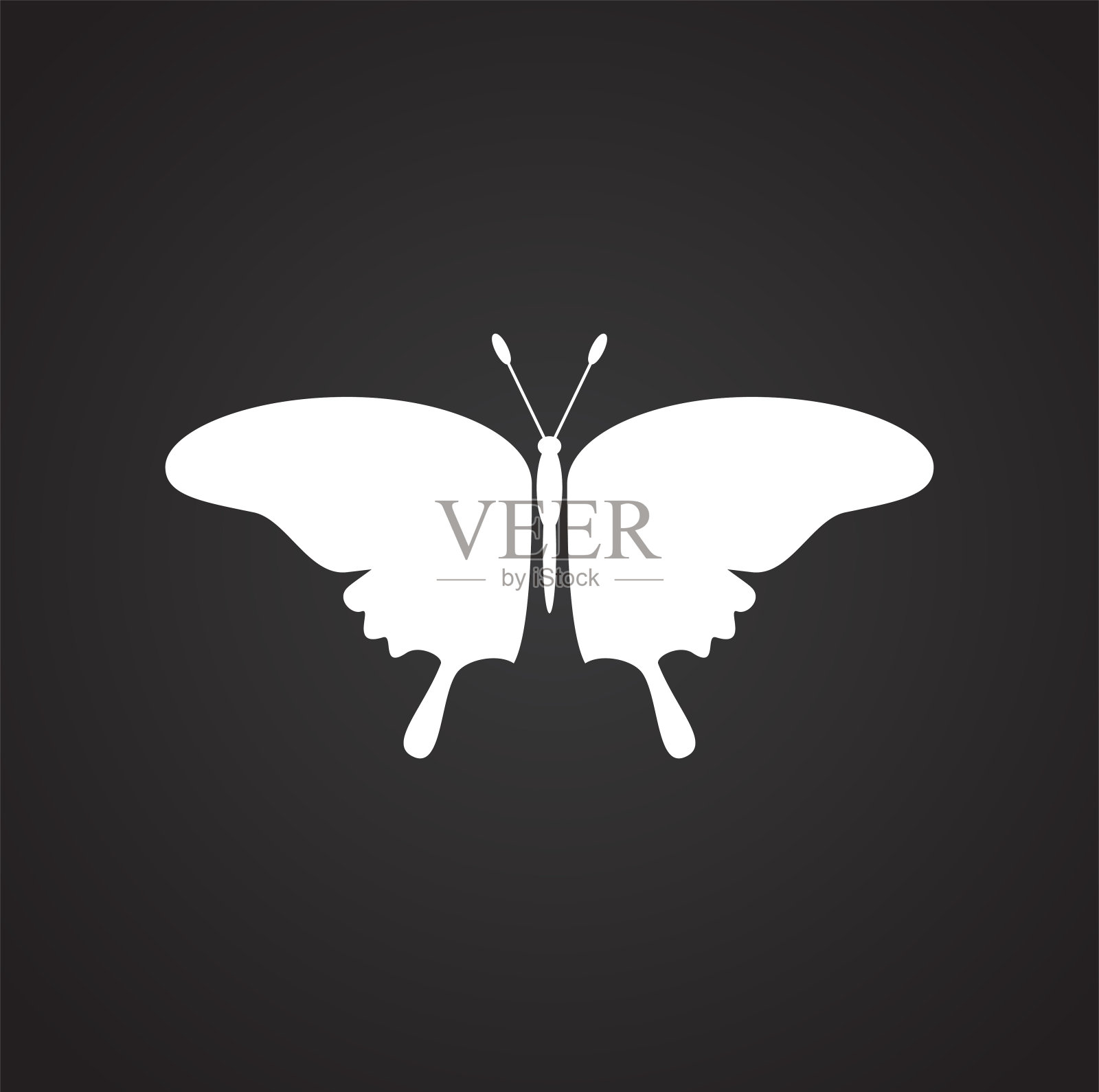 蝴蝶图标黑色背景的图形和网页设计，现代简单的矢量标志。网络的概念。时髦的符号为网站设计网页按钮或移动应用程序。设计元素图片