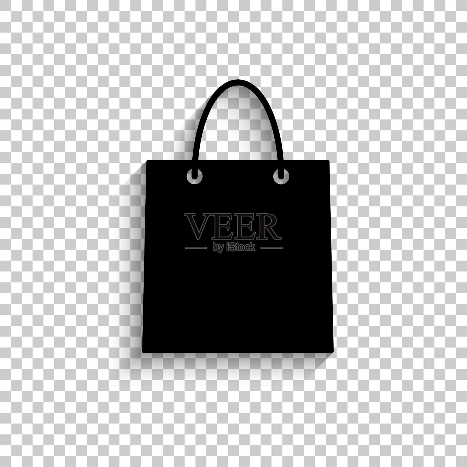 购物袋-黑色矢量图标与阴影插画图片素材