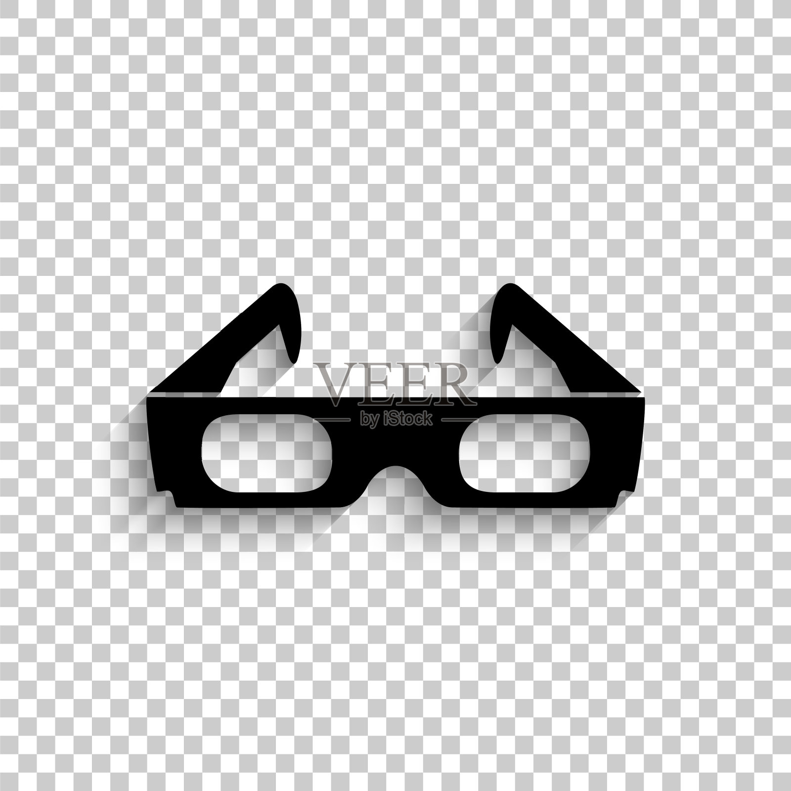 3d眼镜-黑色矢量图标与阴影设计元素图片