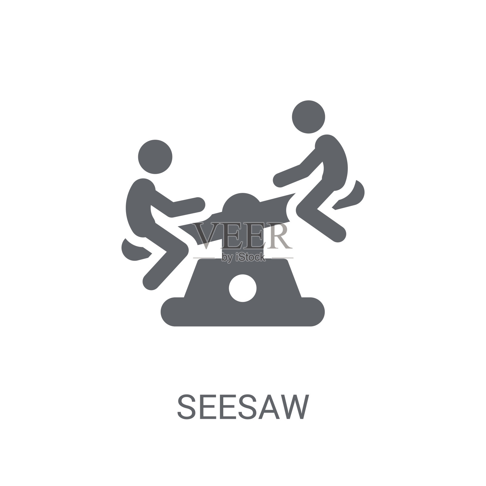 跷跷板图标。时尚的跷跷板标志概念从马戏团的白色背景插画图片素材