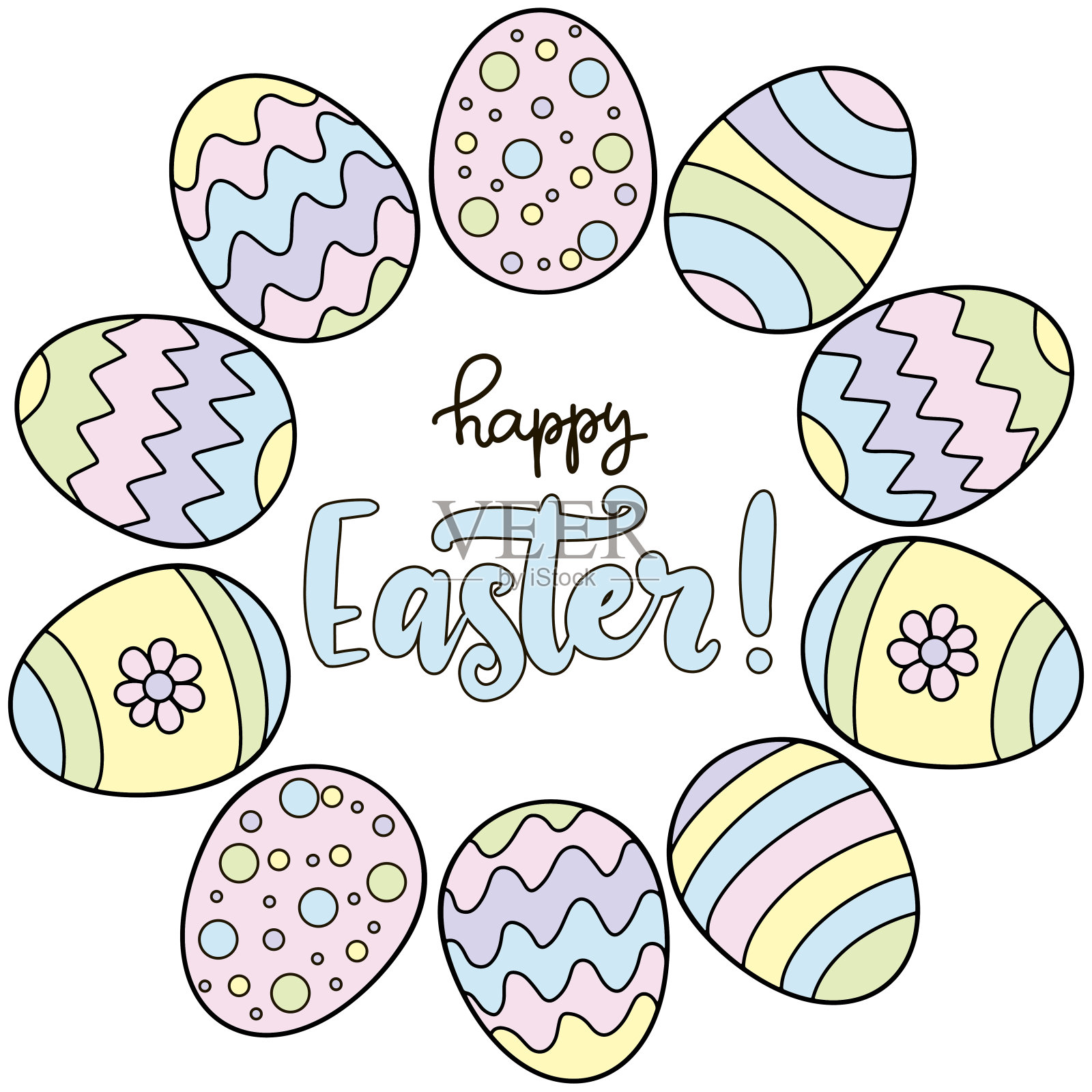 矢量EPS10字母插图复活节快乐插画图片素材