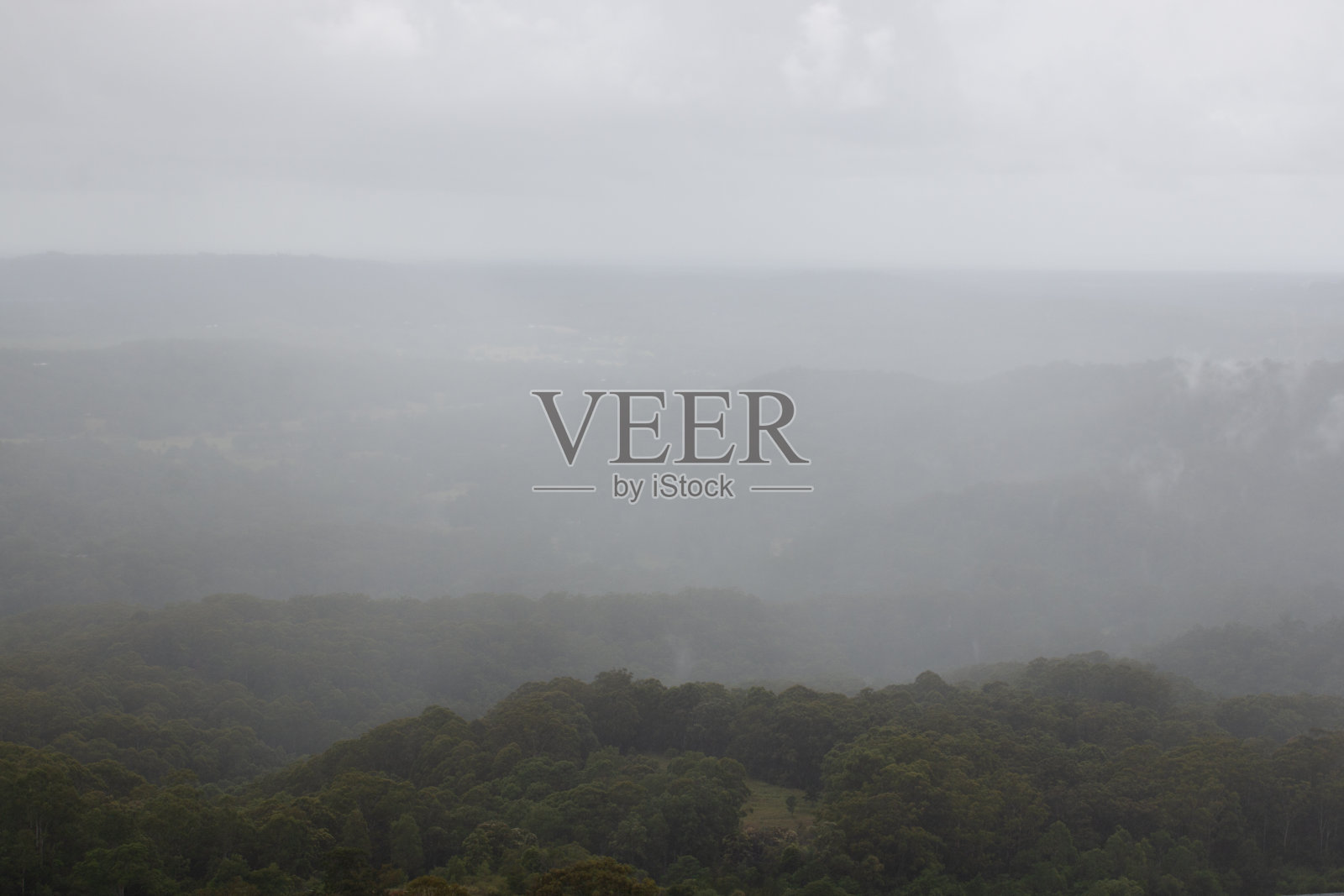 清晨，山上有雨，有雾照片摄影图片