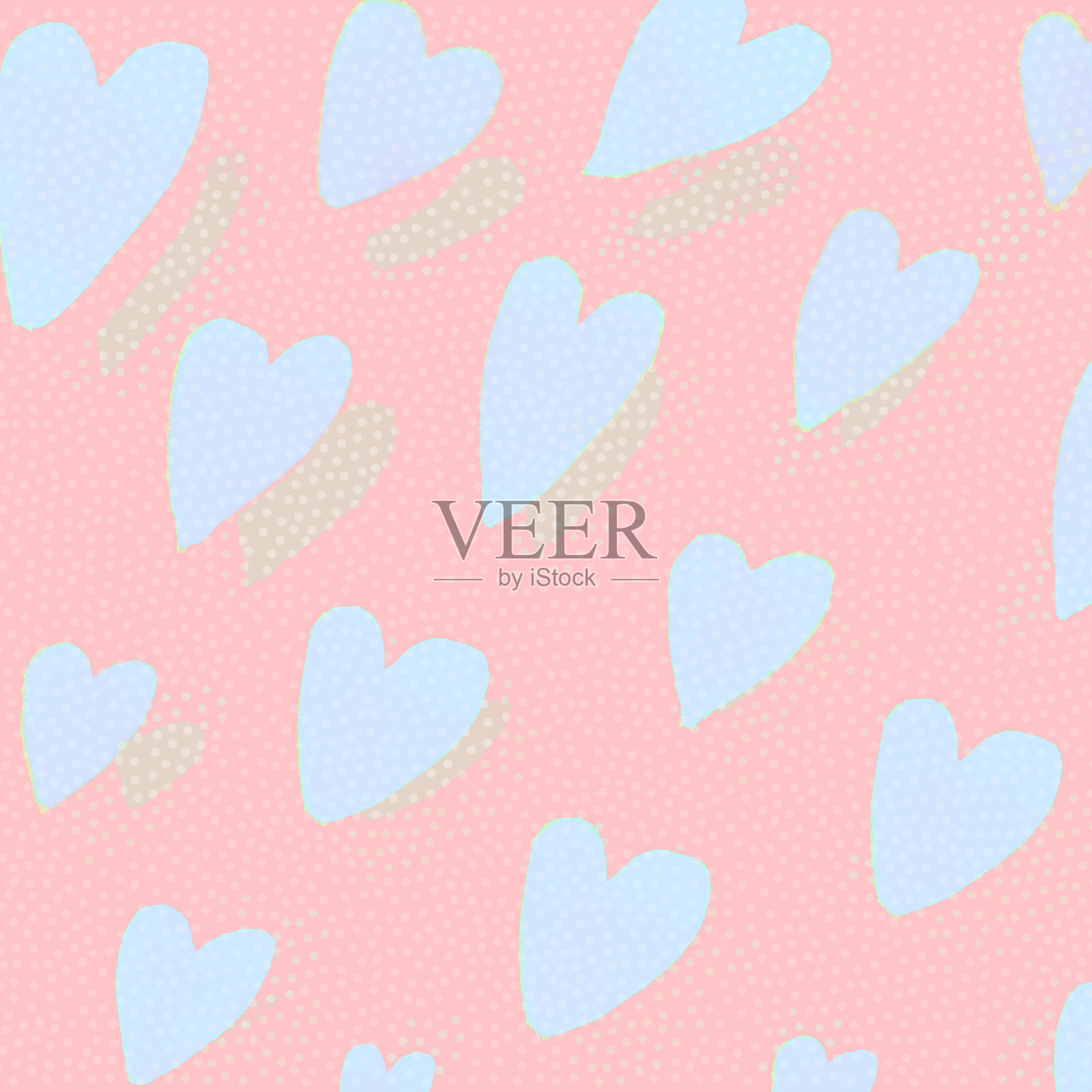 手绘霓虹柔和波点爱心背景情人节banner社交媒体电商设计元素插画图片素材