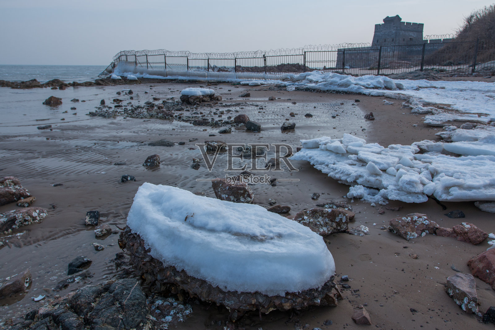 长城和冰冻的海洋照片摄影图片