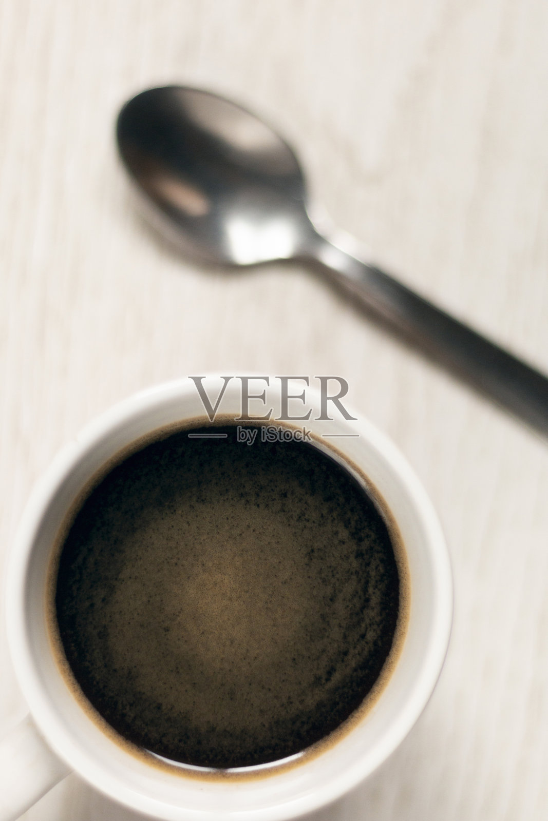 咖啡和勺子的俯视图照片摄影图片