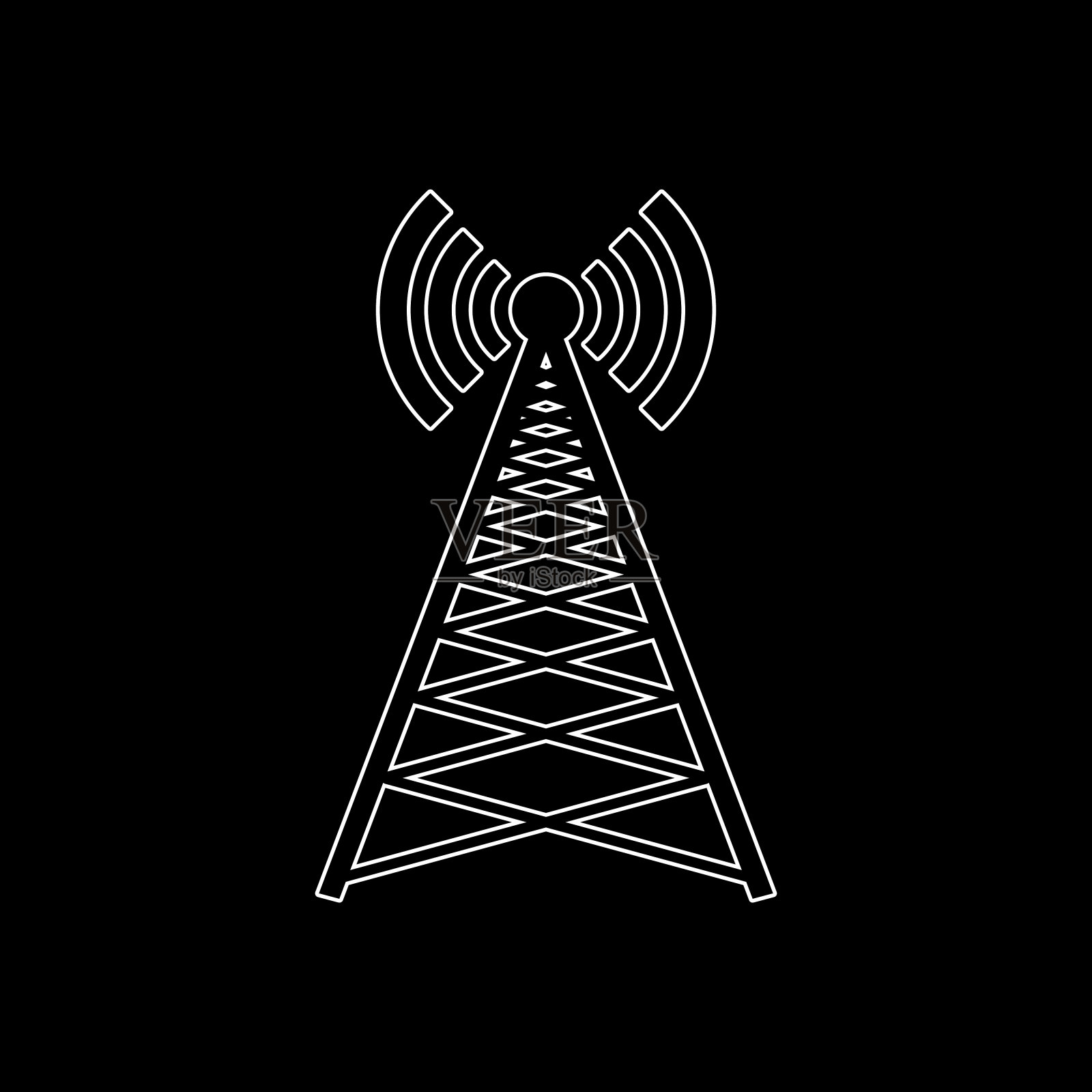 手机发射塔-白色矢量图标插画图片素材