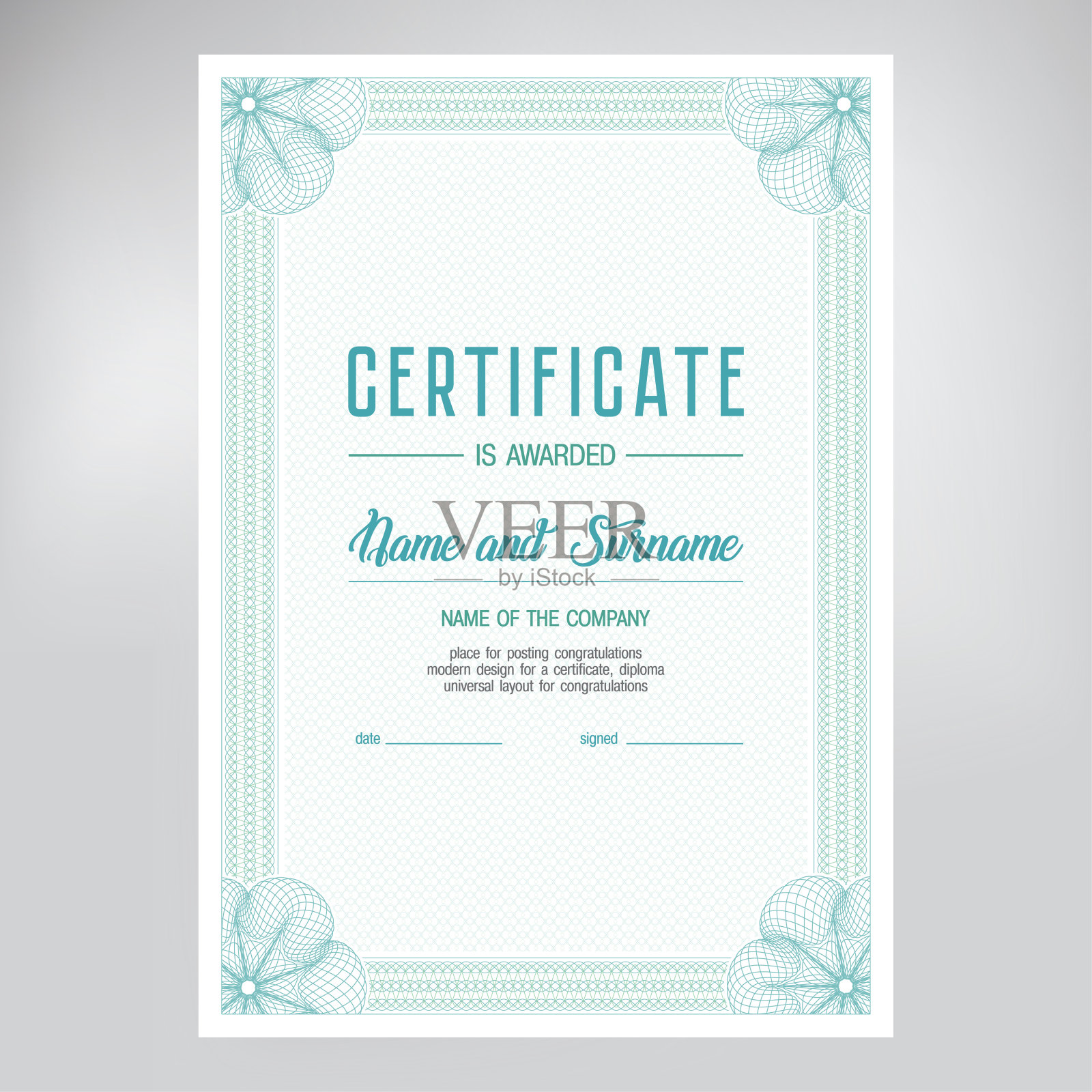 美丽的证书设计与断头台元素。插画图片素材