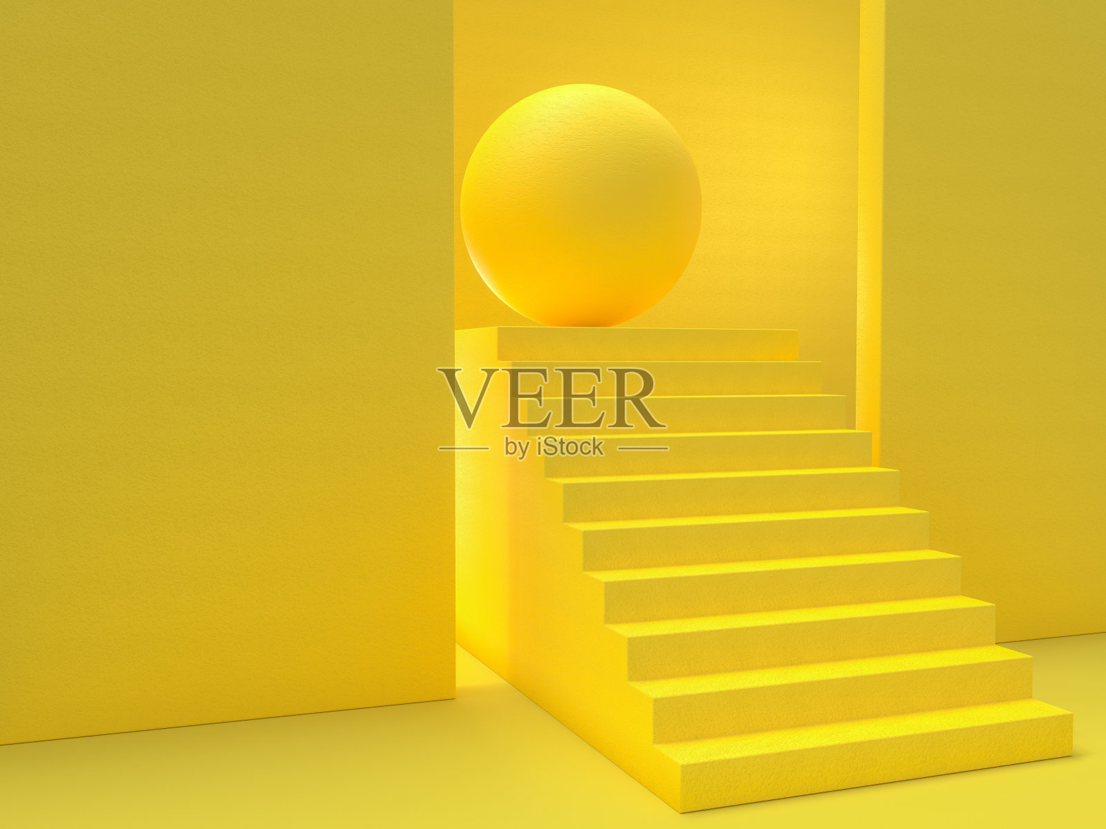 最小的思想概念。黄色的楼梯照片摄影图片
