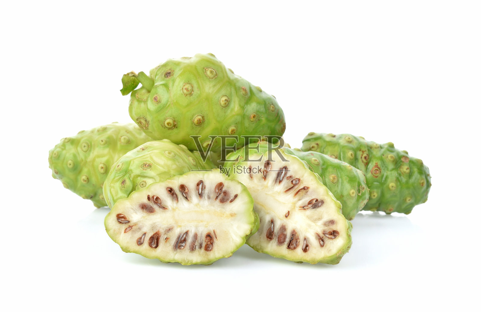 绿巴戟天孤立在白色背景上照片摄影图片