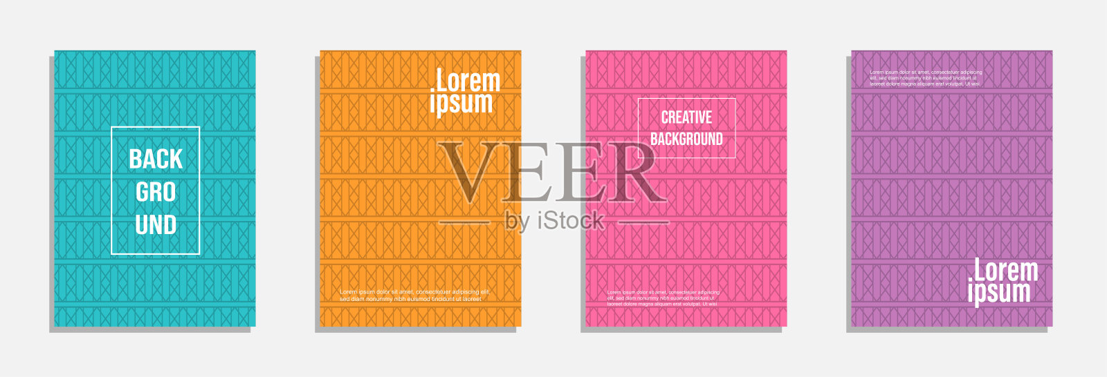 丰富多彩的现代封面设计。一套几何图案背景设计模板素材