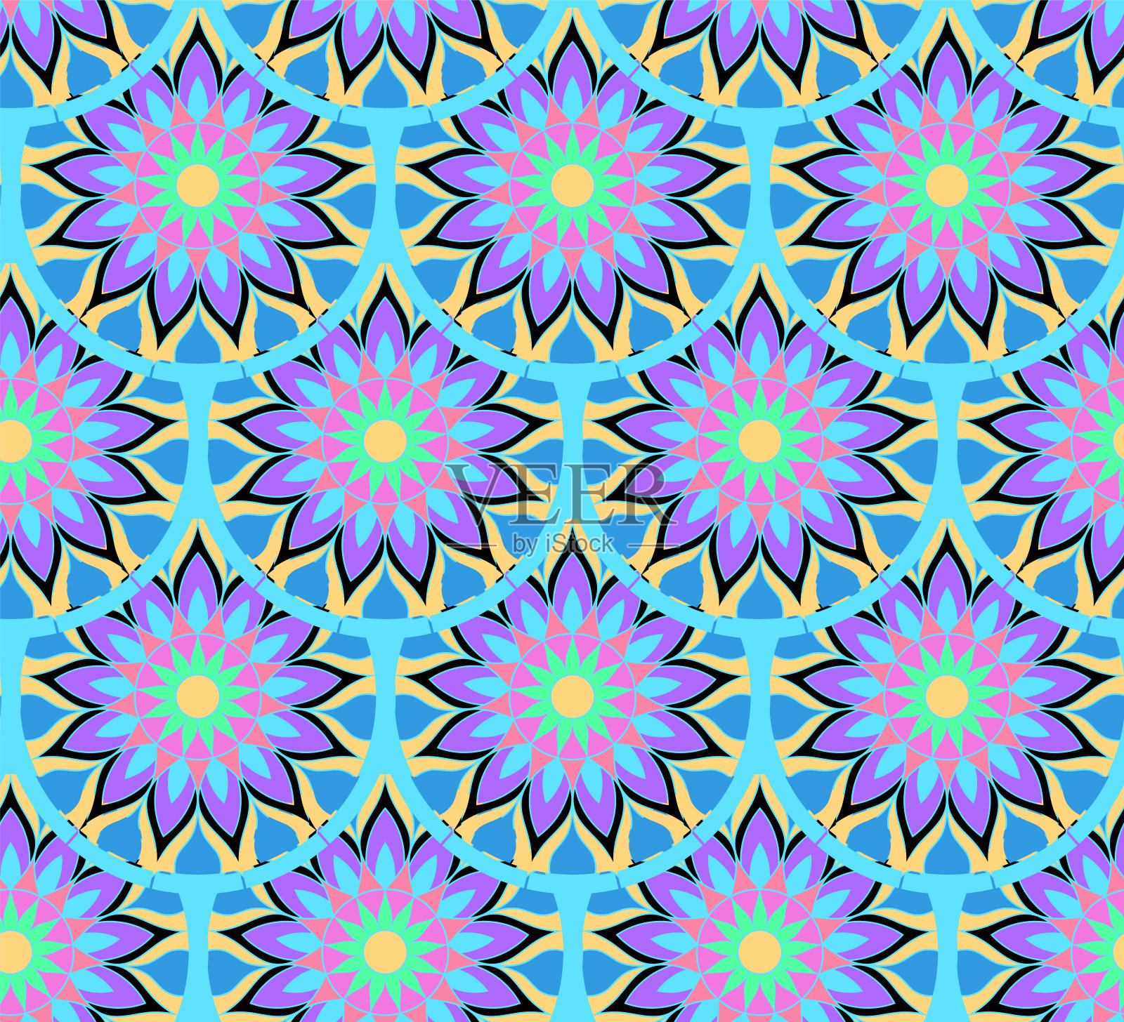 曼陀罗的无缝重复图案插画图片素材