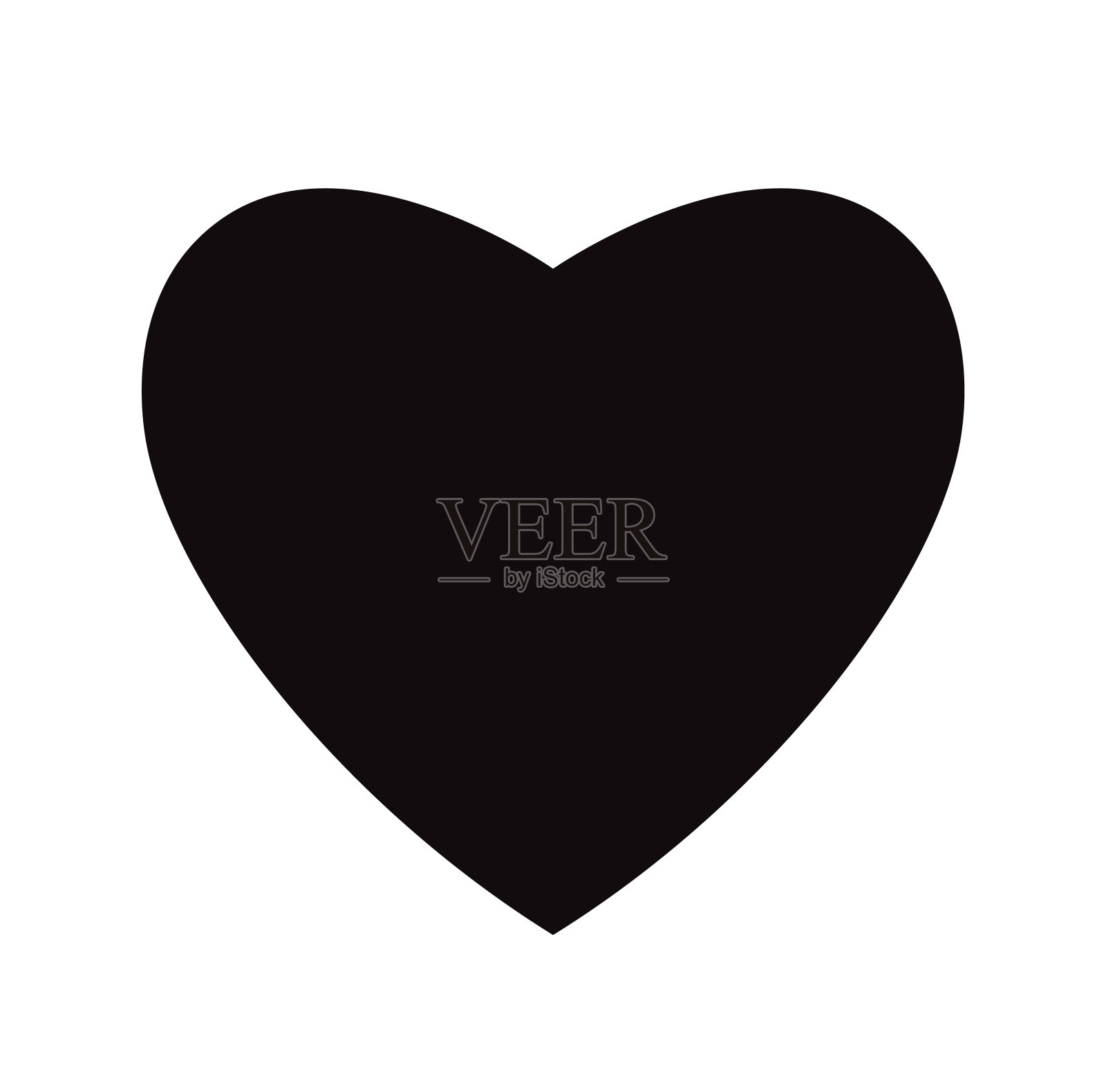 平坦的黑心图标孤立的白色背景。矢量插图。插画图片素材