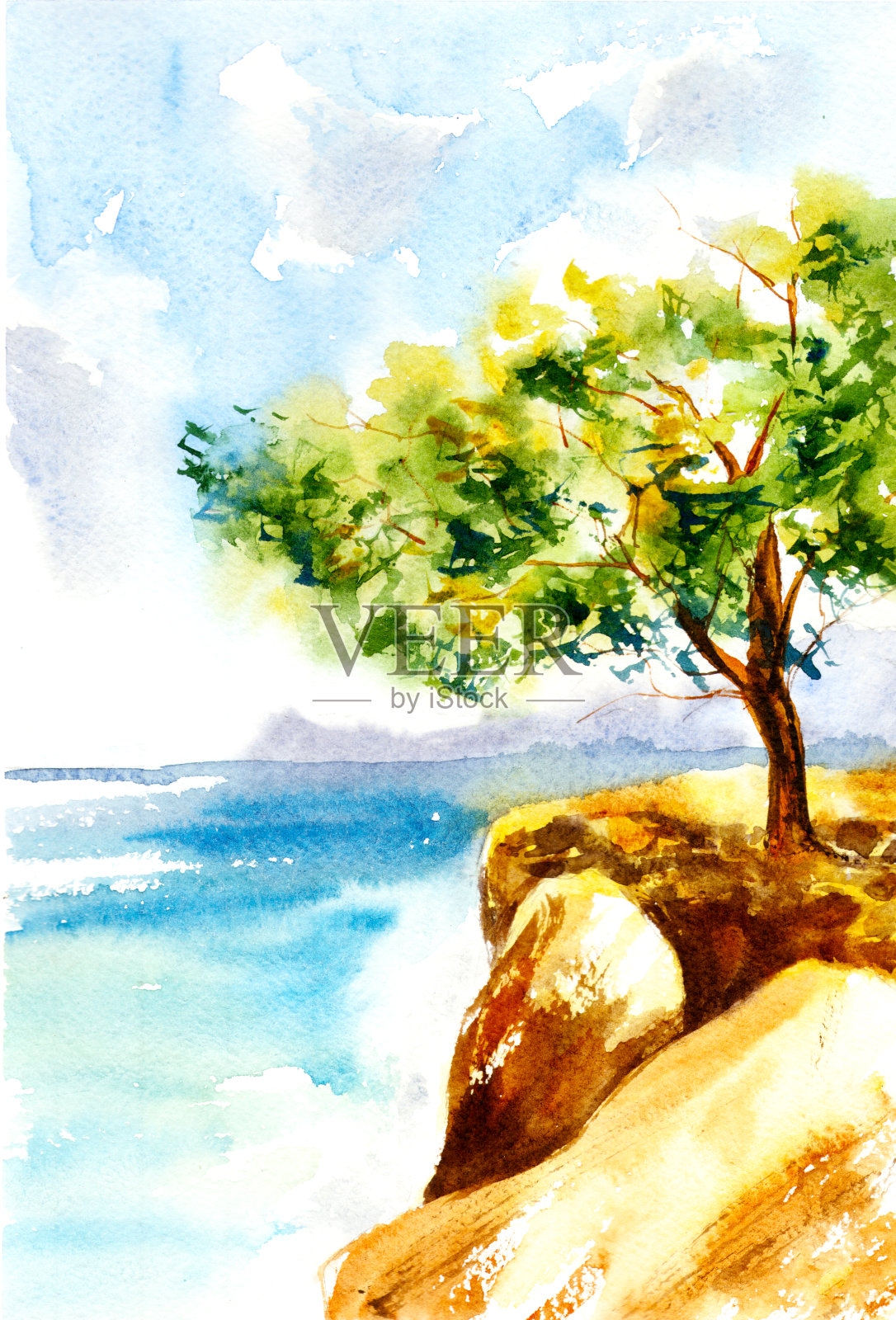 希腊海景插画图片素材