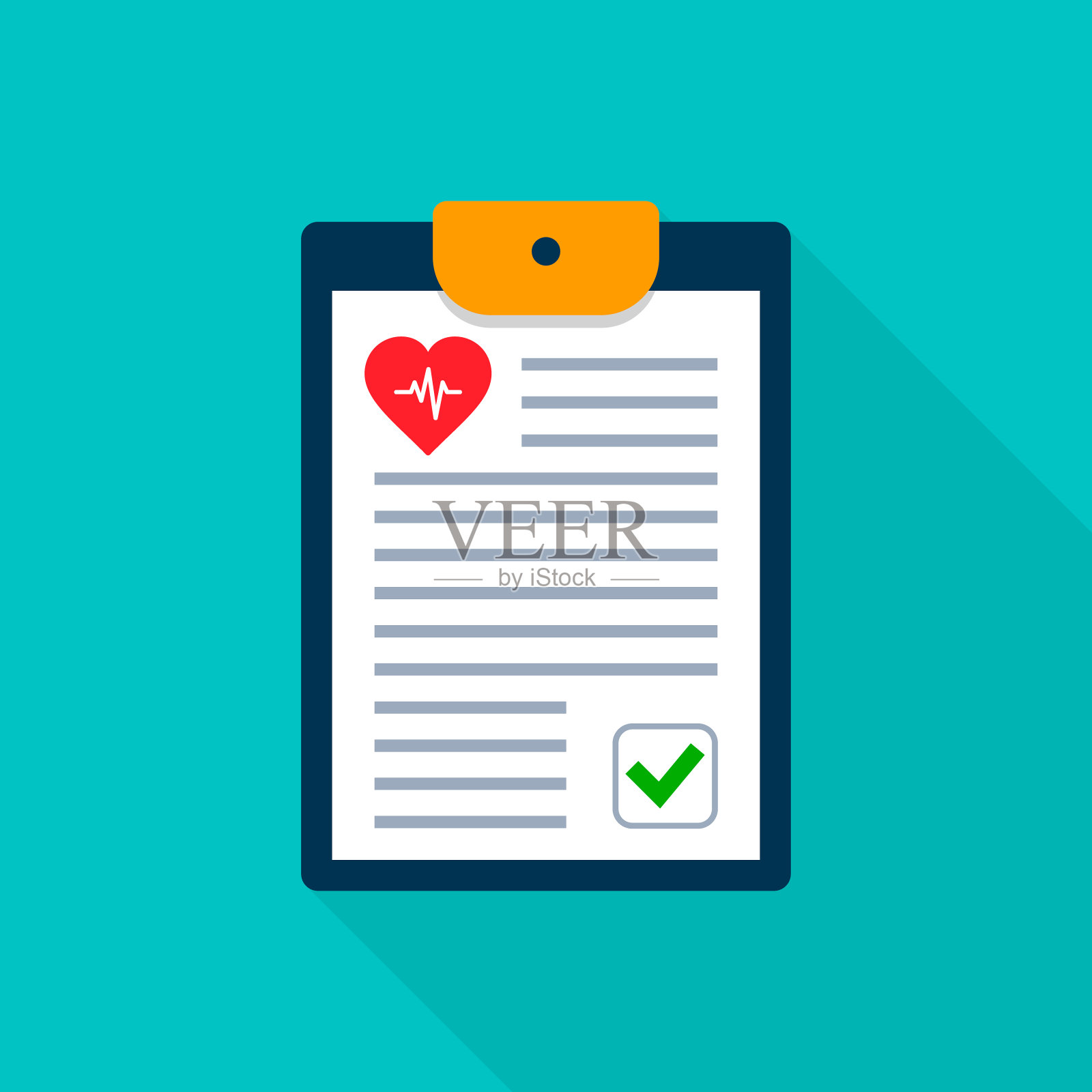 医疗剪贴板和完整的检查表。医院检查文档。矢量孤立插图在平面风格插画图片素材