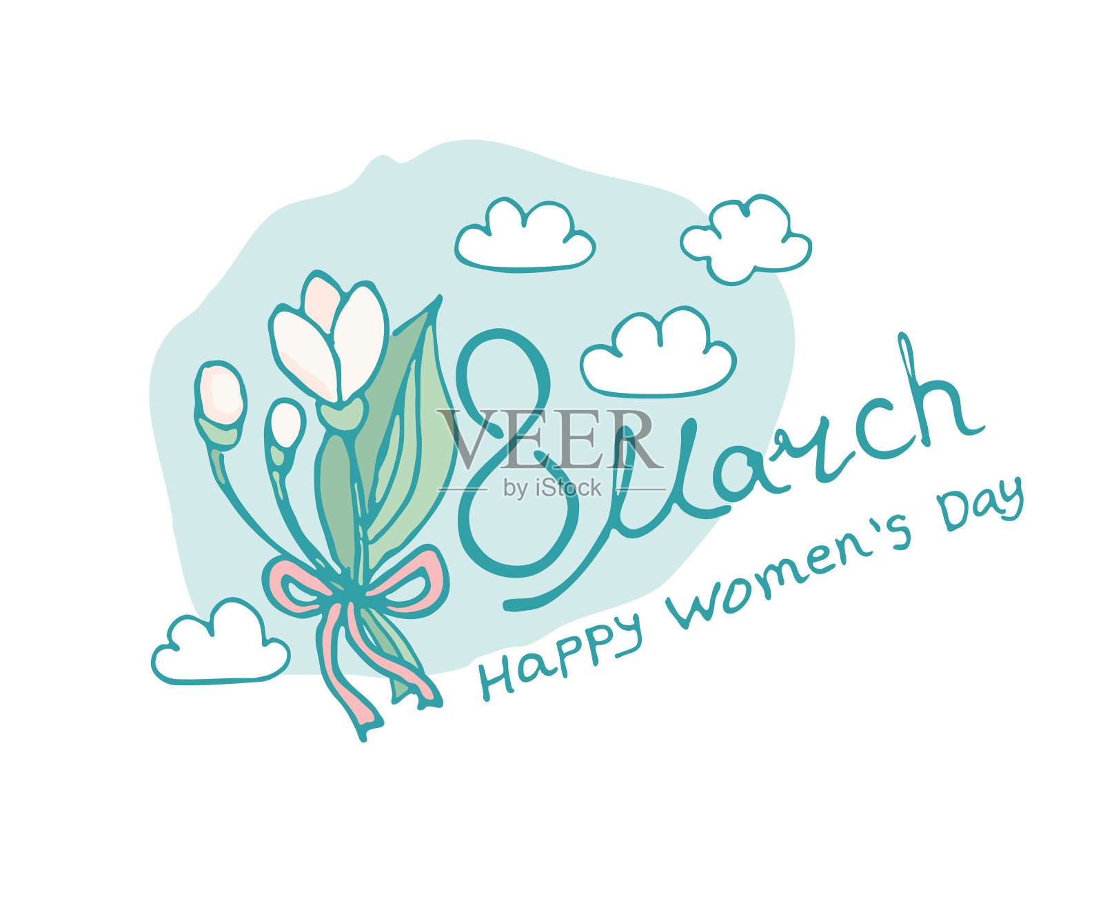 妇女节快乐。优雅的模板与春假3月8日的字母设计。插画图片素材